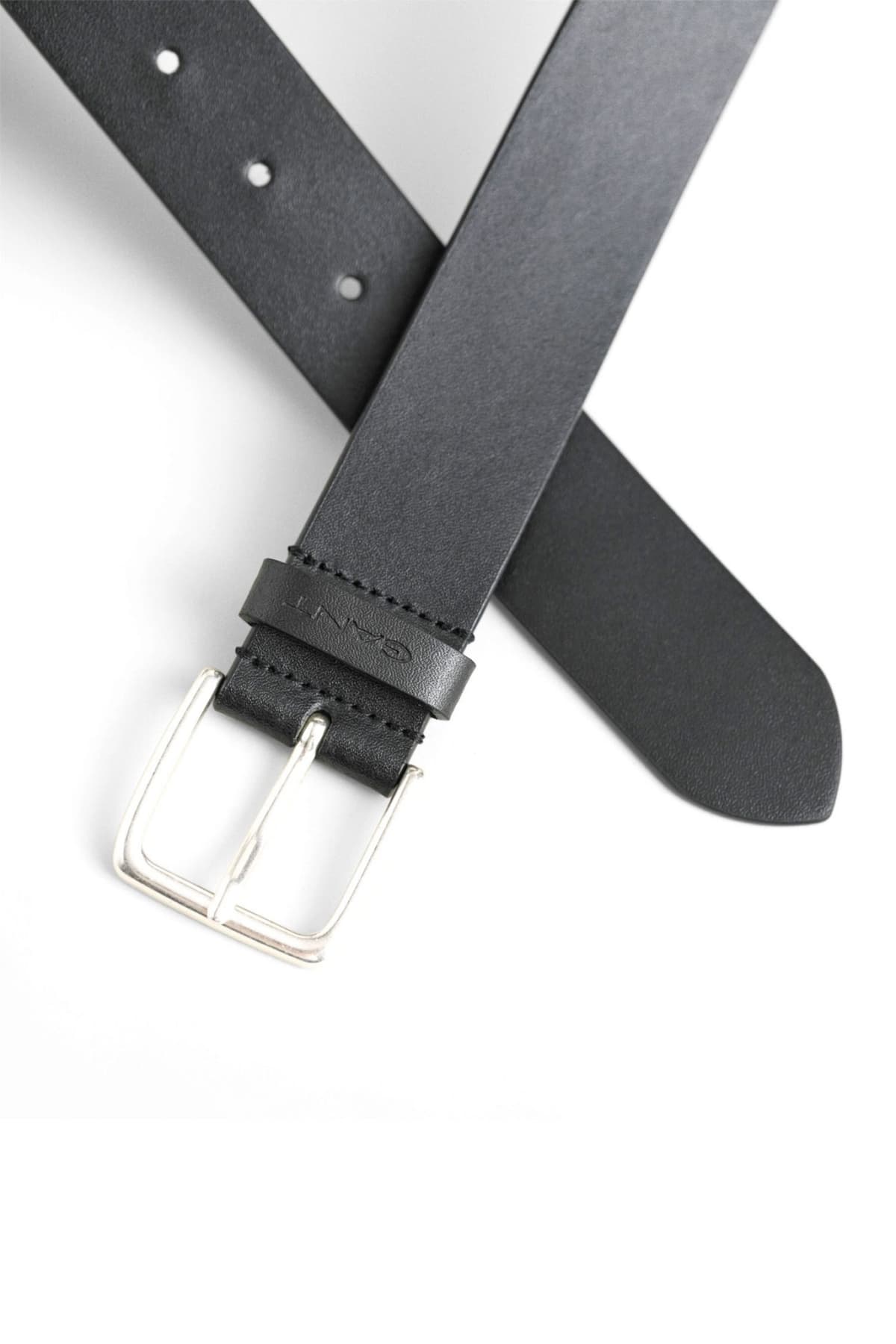 GANT ΖΩΝΗ ΔΕΡΜΑΤΙΝΗ LOGO ΜΑΥΡΟ