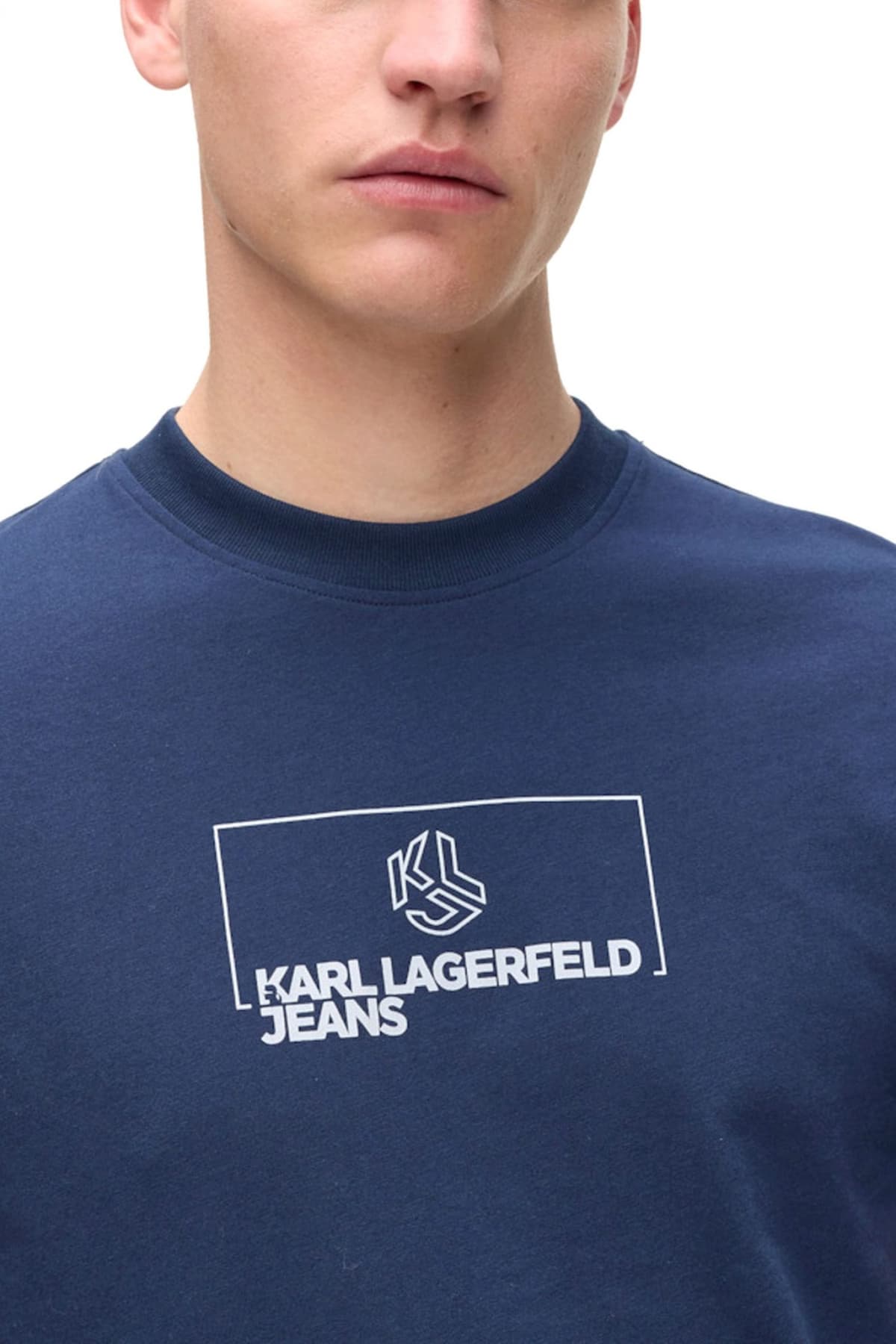 KARL LAGERFELD JEANS T-SHIRT SLIM FIT OUTLINE LOGO TEE ΜΠΛΕ