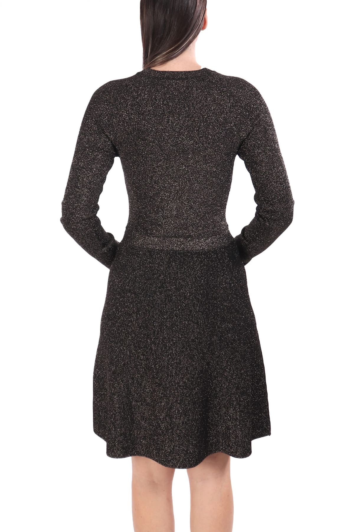 KARL LAGERFELD ΦΟΡΕΜΑ MIDI LUREX KNIT METALLIC CREW NECK ΛΕΠΤΟΜΕΡΕΙΑ ΚΟΥΜΠΙΑ ΜΑΥΡΟ