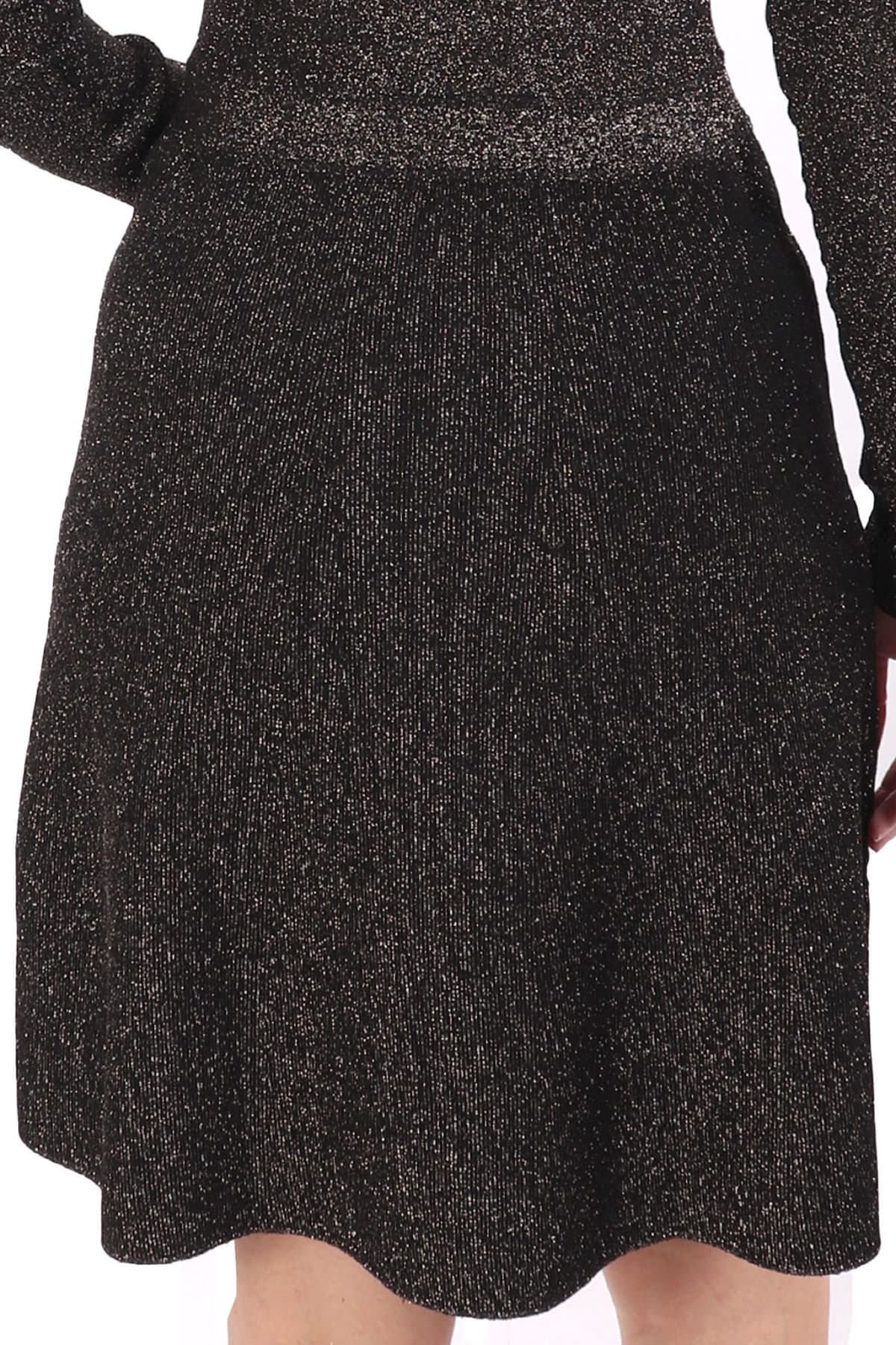 KARL LAGERFELD ΦΟΡΕΜΑ MIDI LUREX KNIT METALLIC CREW NECK ΛΕΠΤΟΜΕΡΕΙΑ ΚΟΥΜΠΙΑ ΜΑΥΡΟ