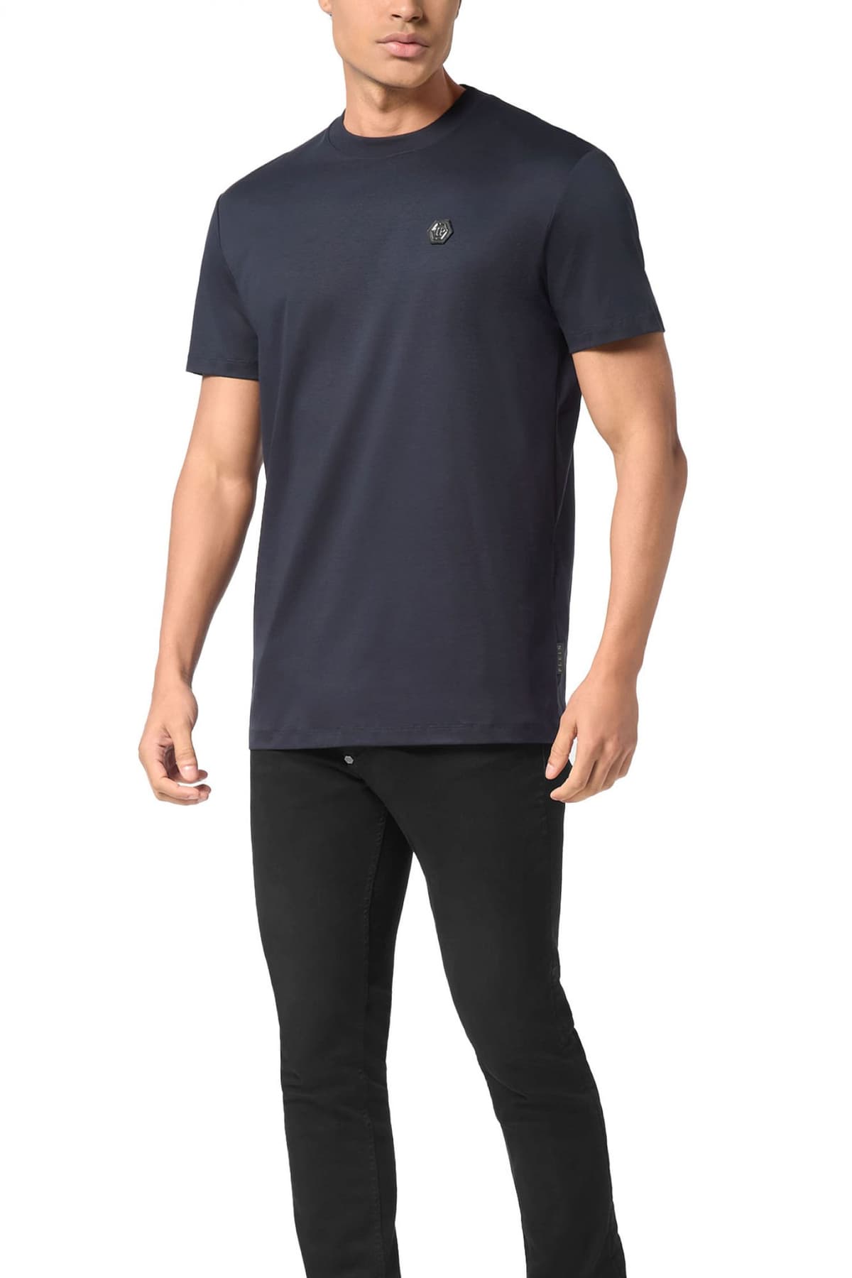 PHILIPP PLEIN T-SHIRT ROUND NECK HEXAGON ΜΠΛΕ