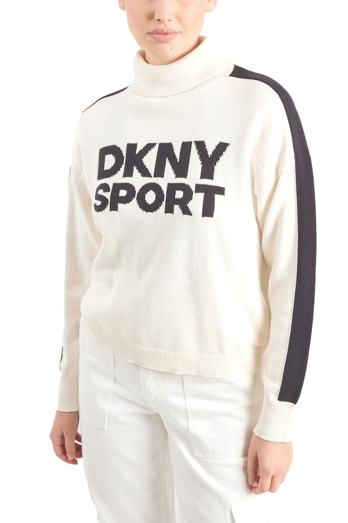 DKNY ΠΛΕΚΤΟ ΖΙΒΑΓΚΟ LOGO ΕΚΡΟΥ-ΜΑΥΡΟ