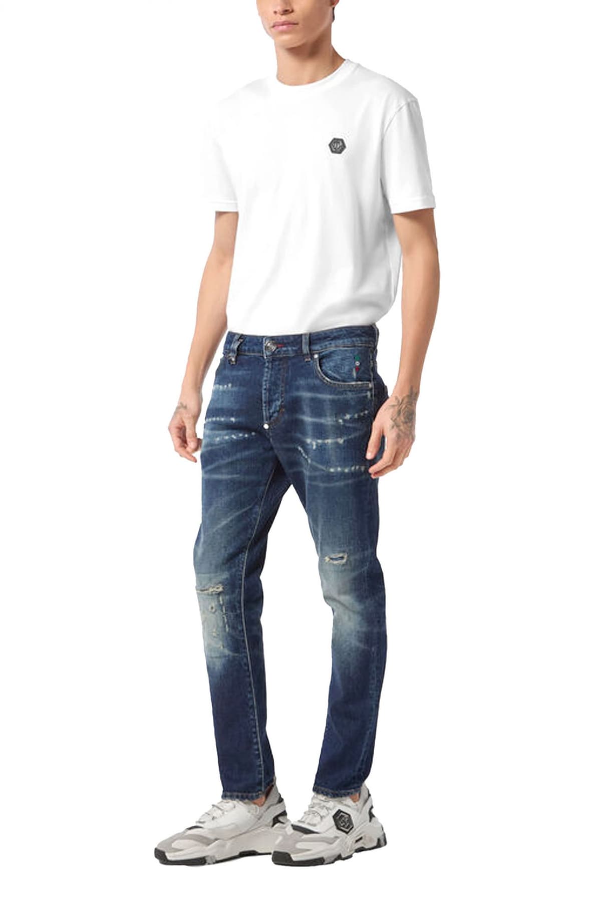 PHILIPP PLEIN ΠΑΝΤΕΛΟΝΙ JEANS SKINNY ΦΘΟΡΕΣ ΜΠΛΕ