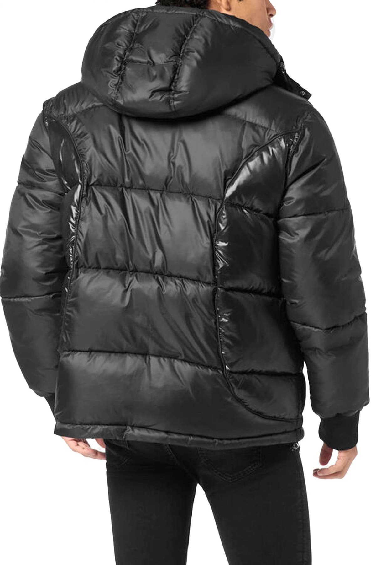 PHILIPP PLEIN ΜΠΟΥΦΑΝ PUFFER SHORT LOGO ΜΑΥΡΟ