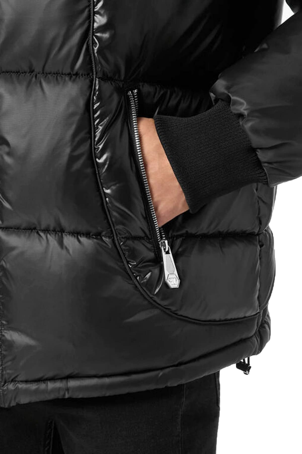 PHILIPP PLEIN ΜΠΟΥΦΑΝ PUFFER SHORT LOGO ΜΑΥΡΟ