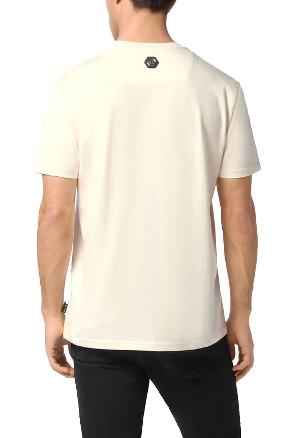 PHILIPP PLEIN T-SHIRT ROUND NECK MONEY ΛΕΥΚΟ