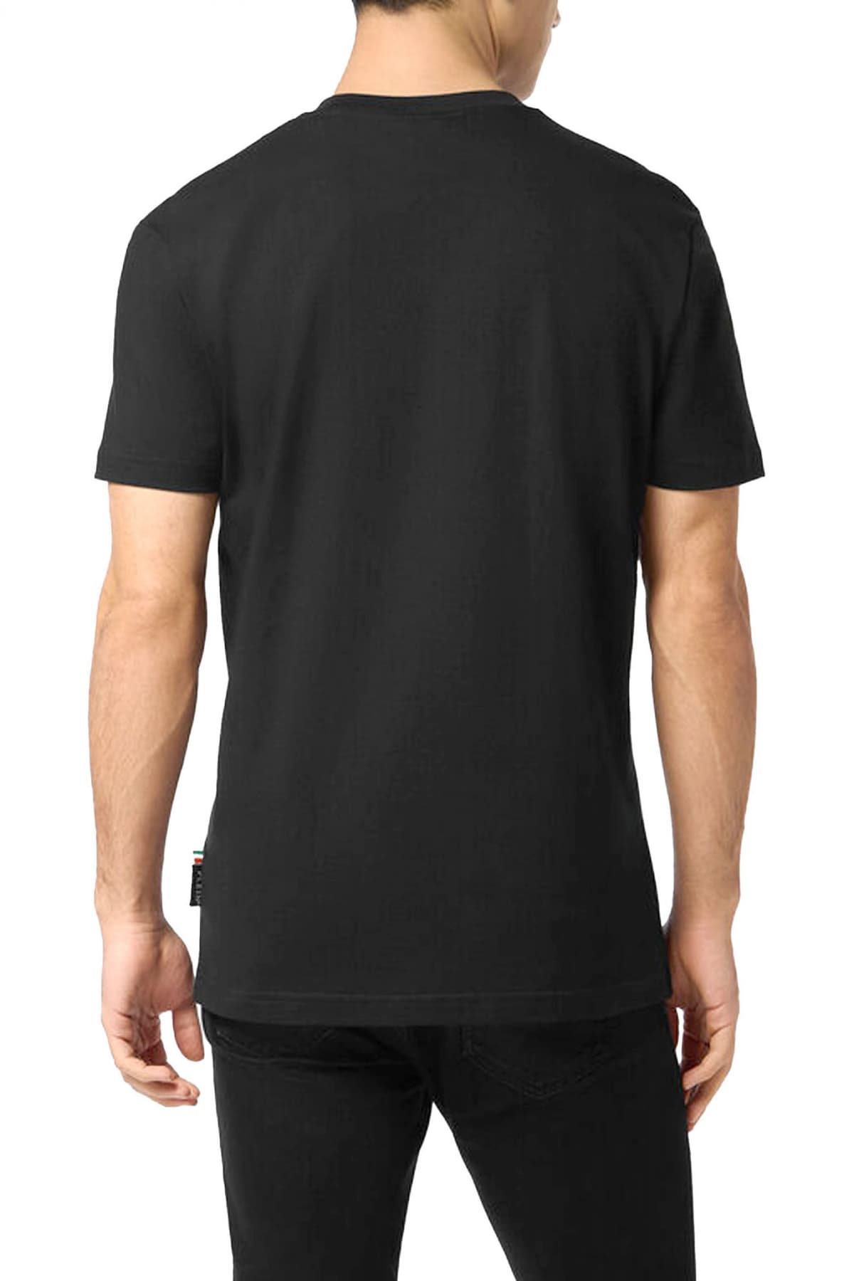 PHILIPP PLEIN T-SHIRT LEATHER PATCH STARS ΜΑΥΡΟ