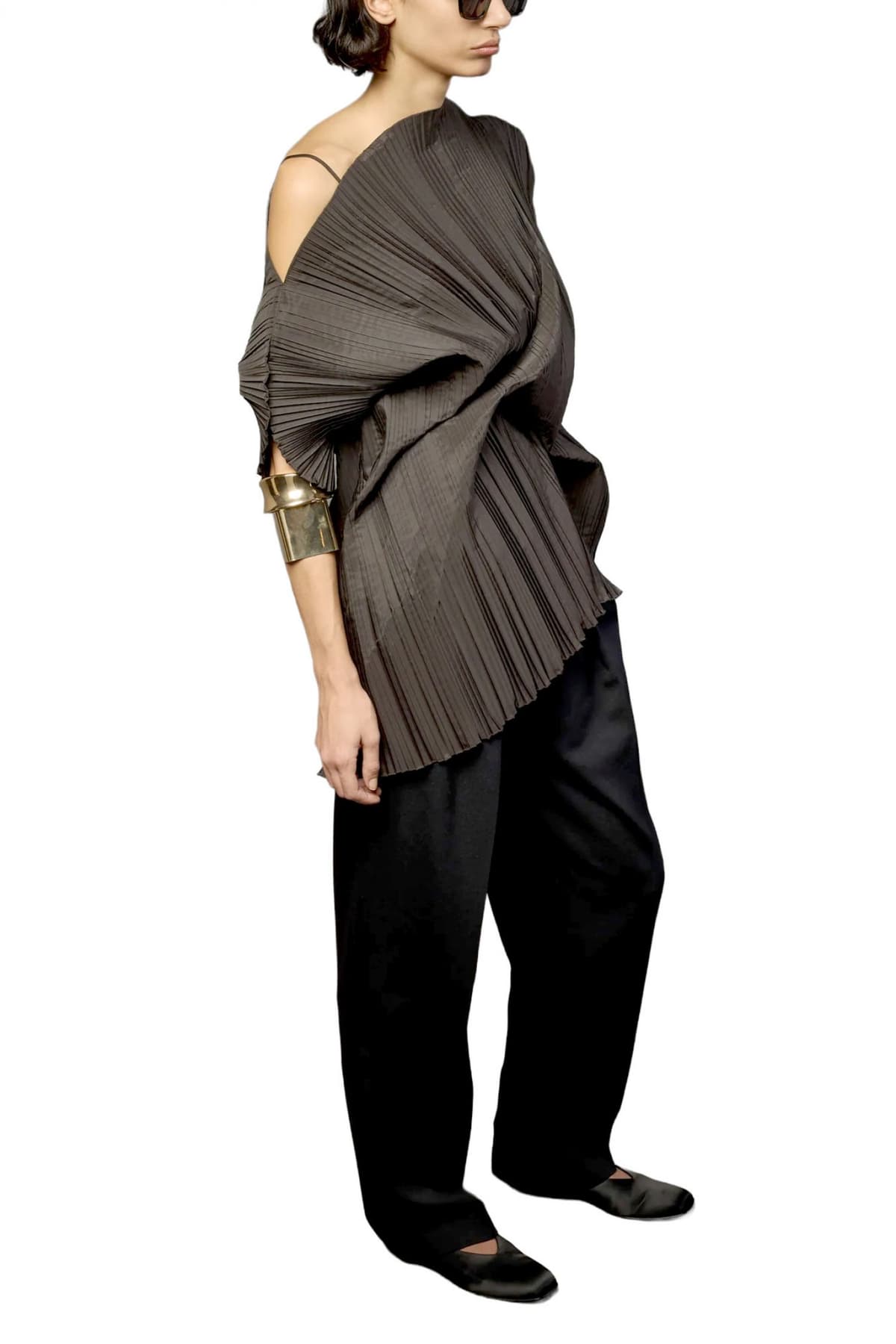 LIVIANA CONTI ΜΠΛΟΥΖΑ ANISSA ΑΣΣΥΜΕΤΡΗ ΓΚΟΦΡΕ REGULAR FIT ΚΑΦΕ