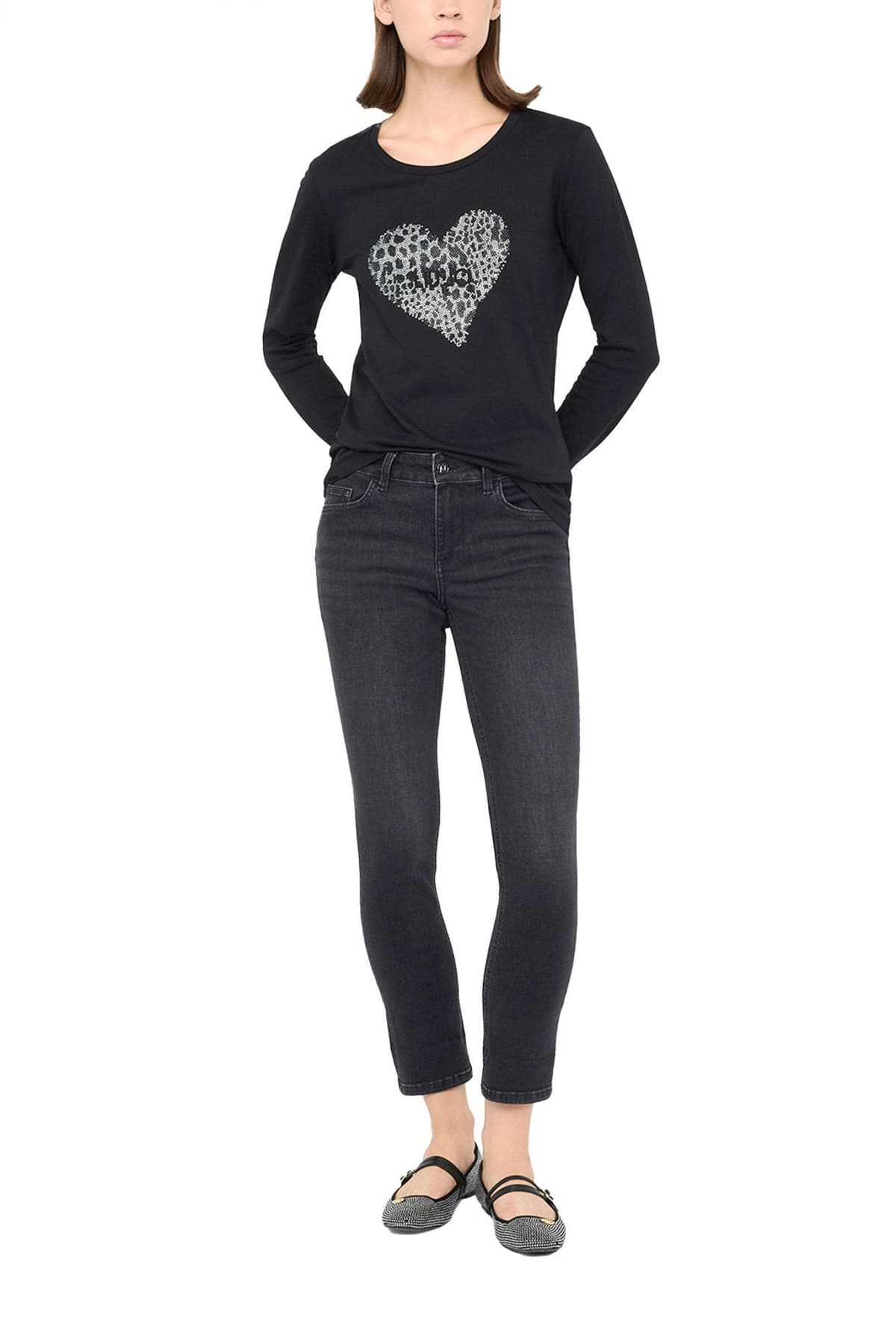 LIU-JO ΠΑΝΤΕΛΟΝΙ JEANS MONROE REGULAR WAIST ΜΑΥΡΟ