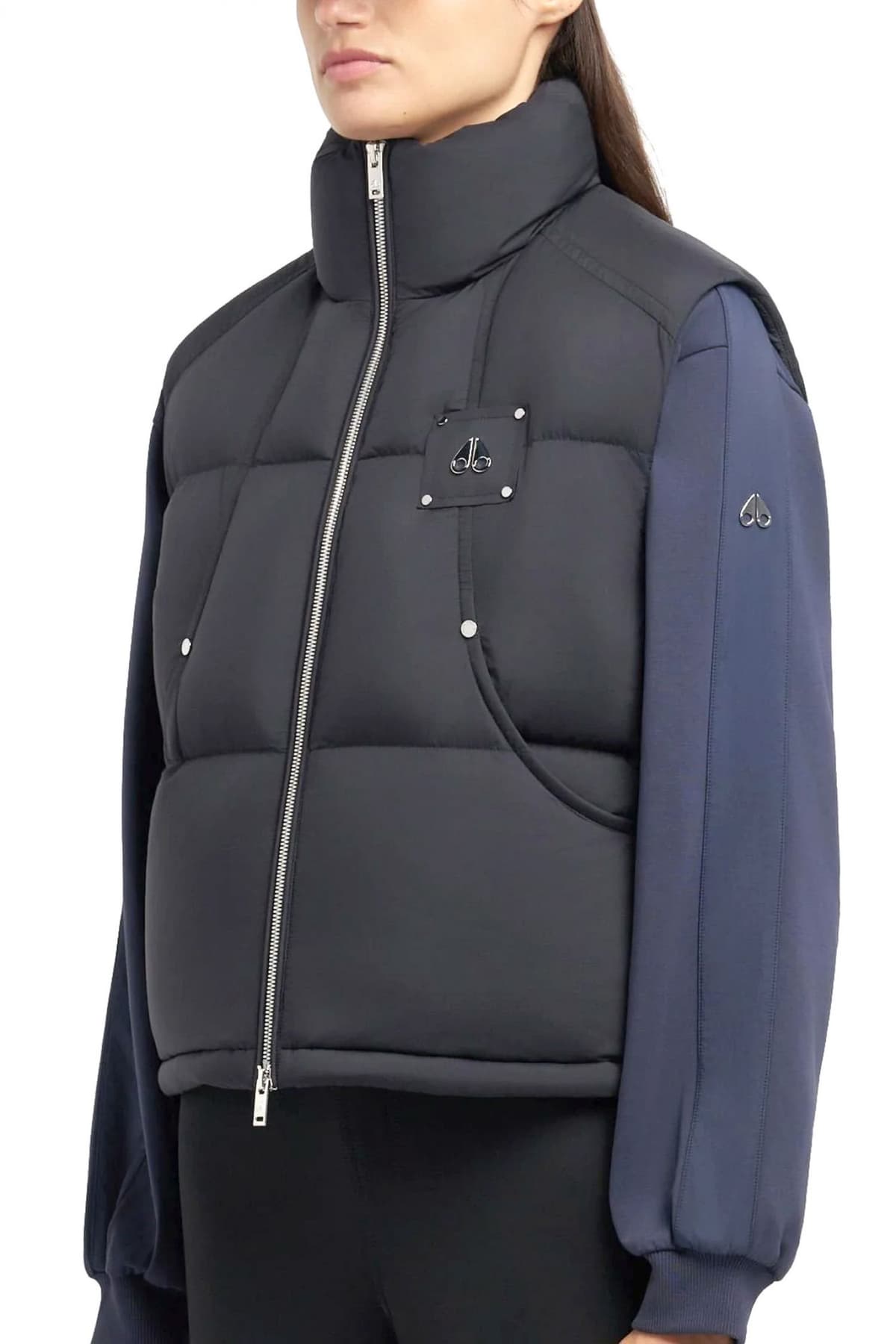 MOOSE KNUCKLES ΜΠΟΥΦΑΝ ΑΜΑΝΙΚΟ LOGO ΜΕΤΑΛΛΙΚΟ ΜΑΥΡΟ