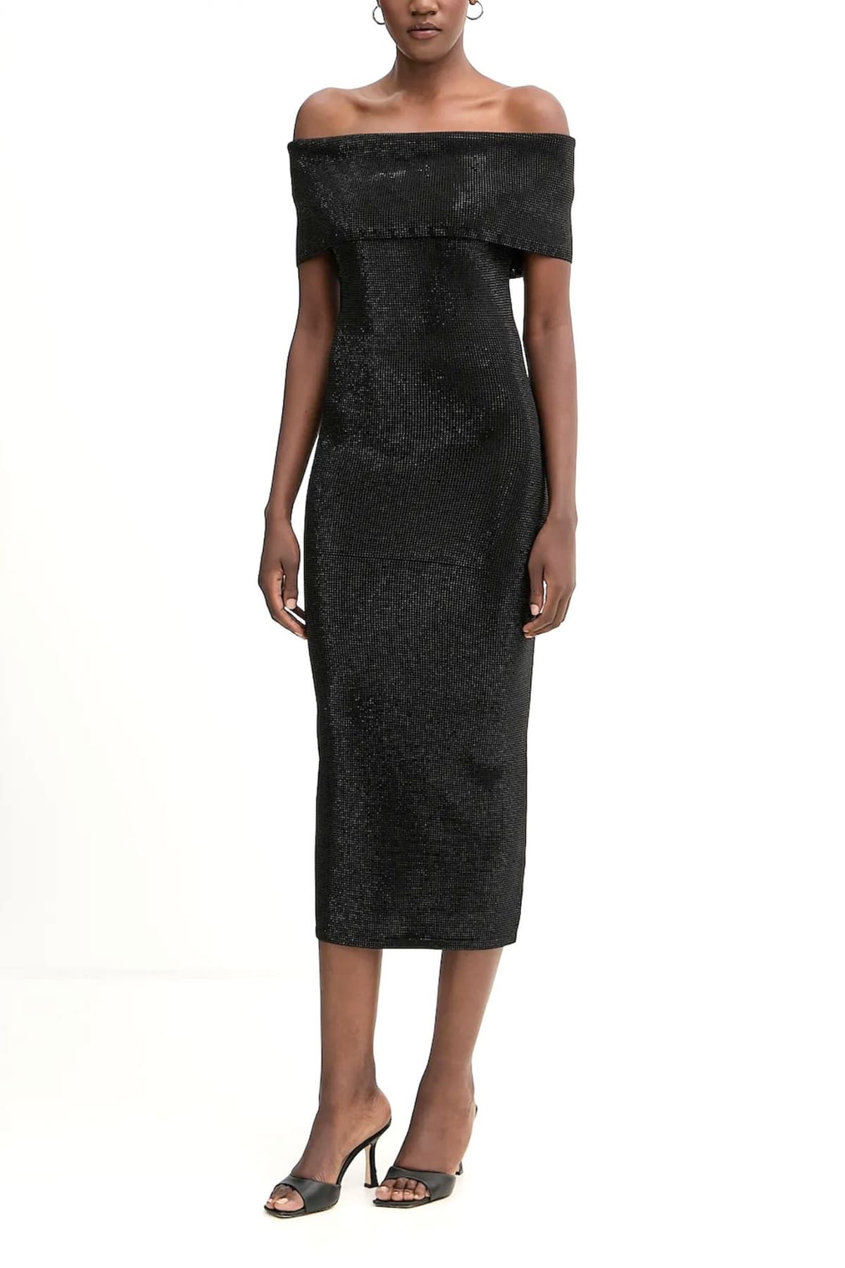 MICHAEL KORS ΦΟΡΕΜΑ MIDI AΜΑΝΙΚΟ STRASS ΜΑΥΡΟ