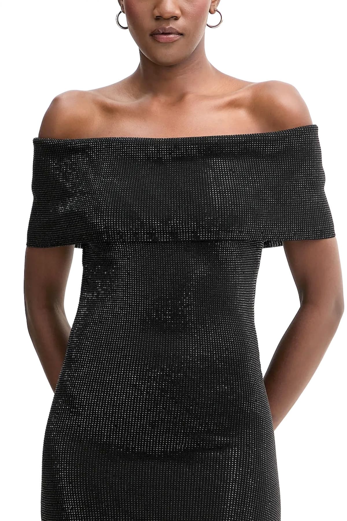 MICHAEL KORS ΦΟΡΕΜΑ MIDI AΜΑΝΙΚΟ STRASS ΜΑΥΡΟ