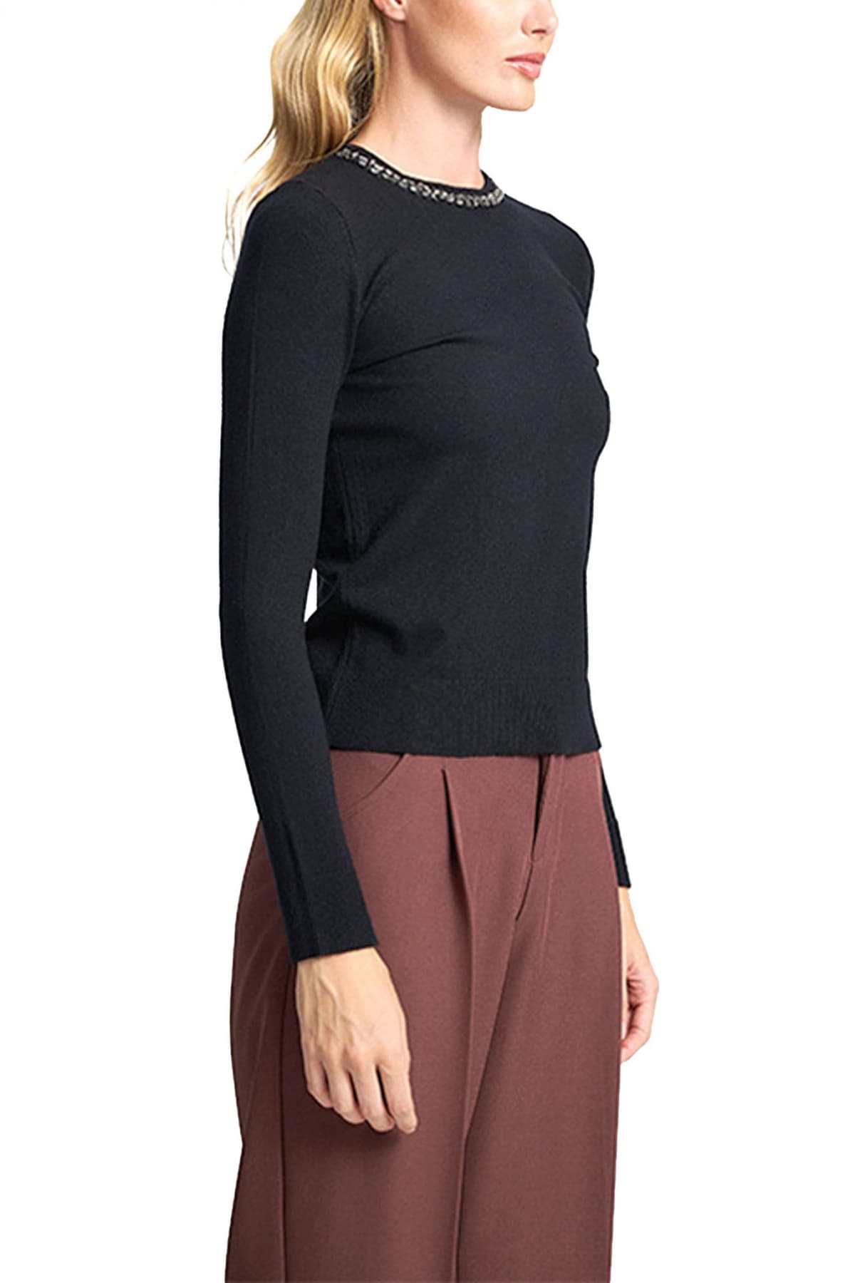 MIND MATTER ΠΛΕΚΤΟ ARTEMIS CREW NECK ΚΕΝΤΗΜΑ ΚΡΥΣΤΑΛΛΑ ΜΑΥΡΟ