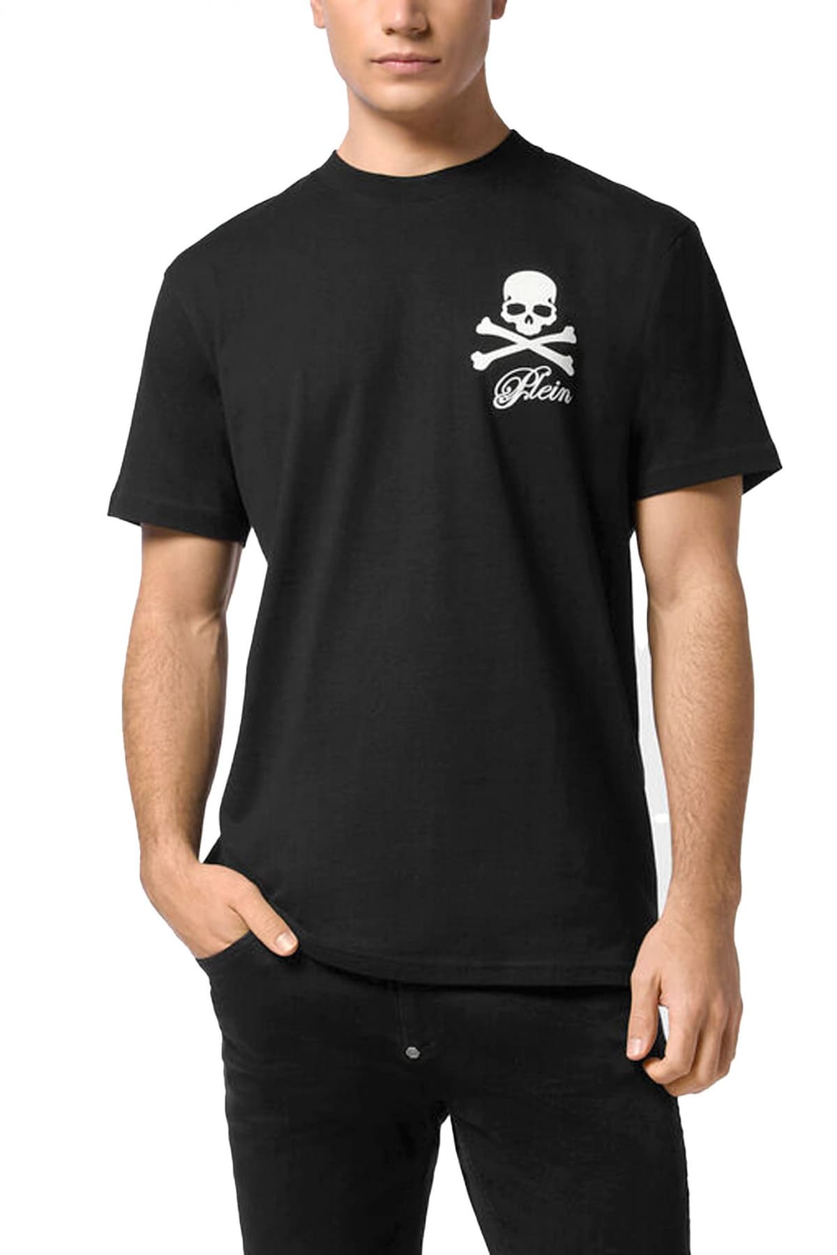 PHILIPP PLEIN T-SHIRT SKULL & BONES ΜΑΥΡΟ