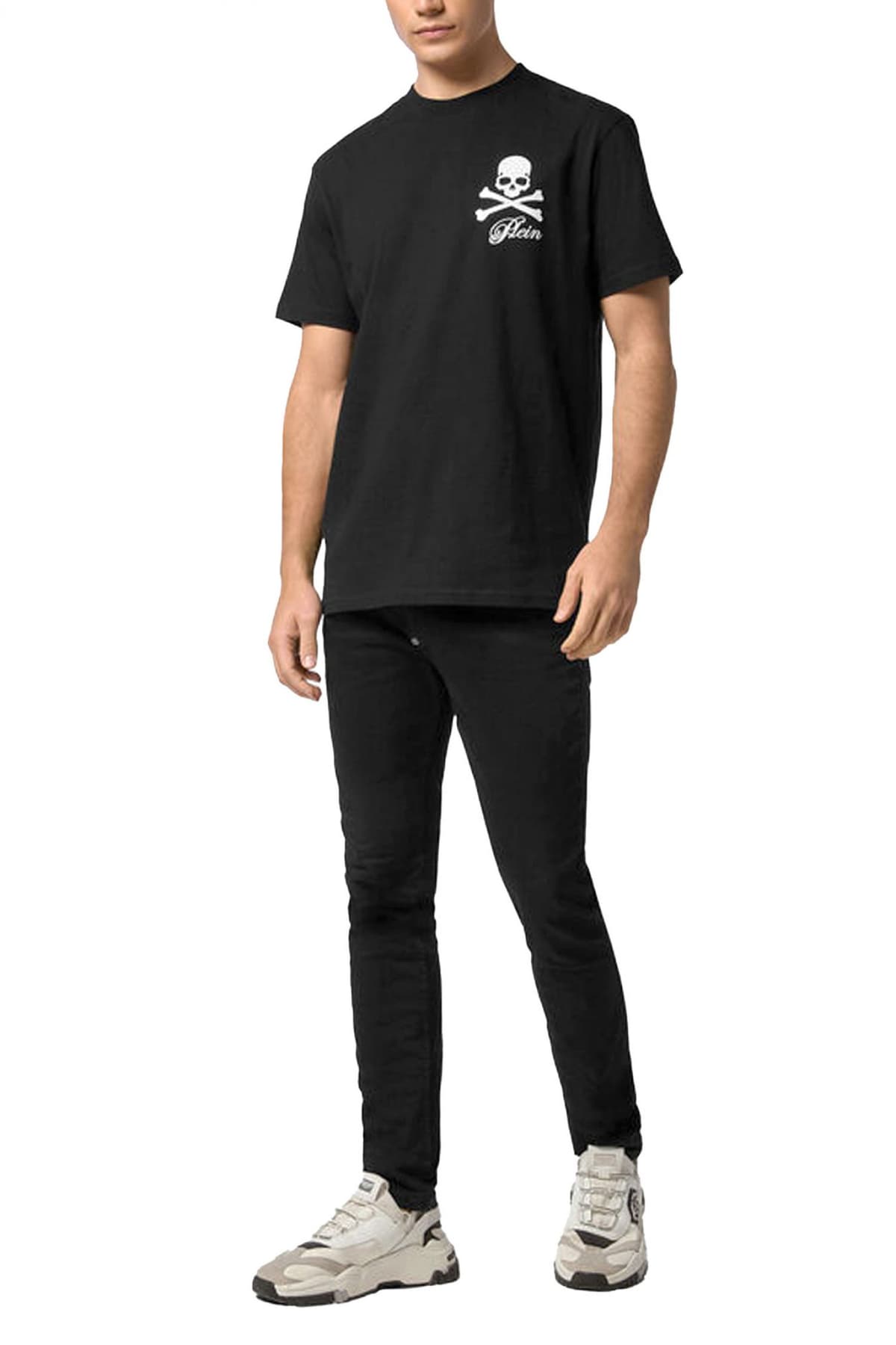 PHILIPP PLEIN T-SHIRT SKULL & BONES ΜΑΥΡΟ