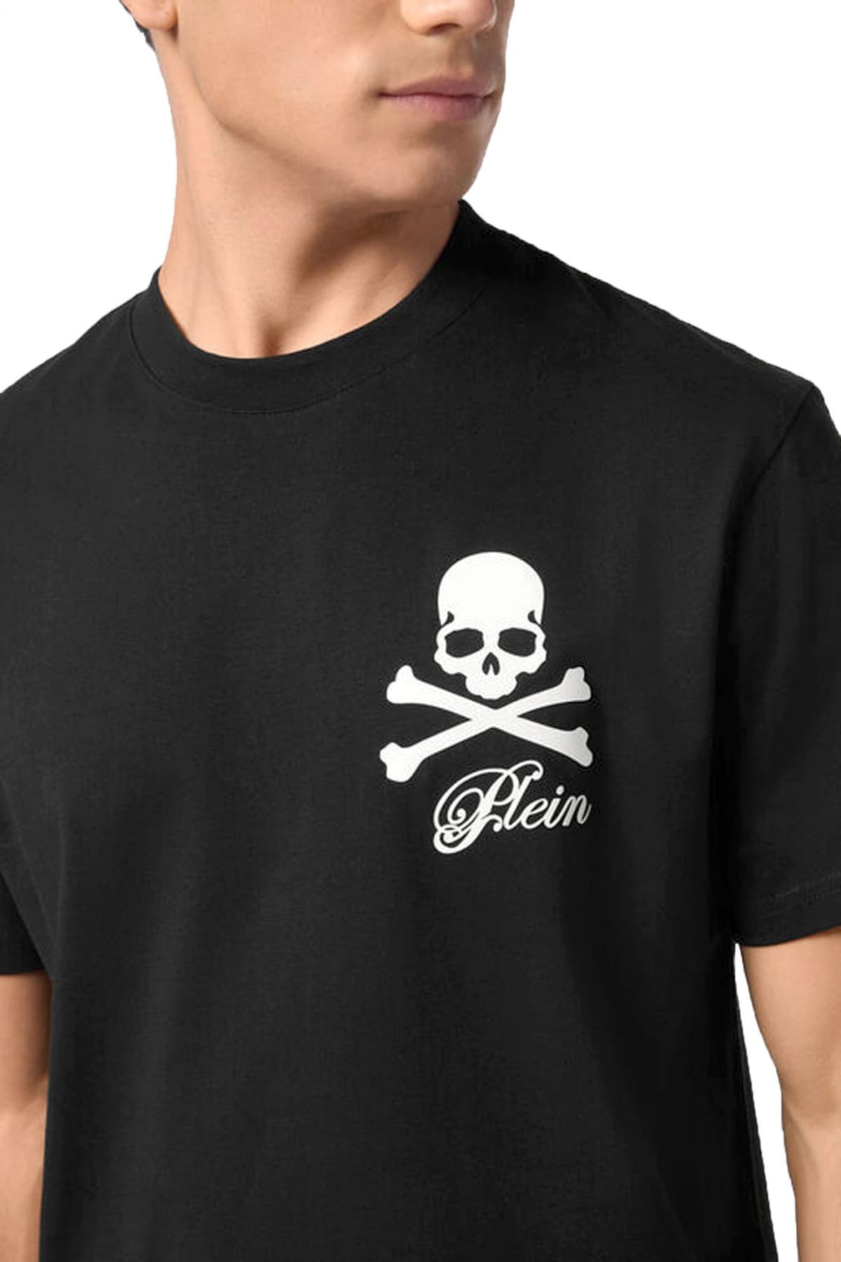 PHILIPP PLEIN T-SHIRT SKULL & BONES ΜΑΥΡΟ