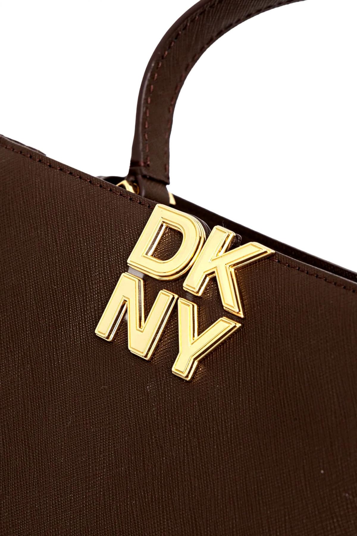 DKNY ΤΣΑΝΤΑ ΧΕΙΡΟΣ/CROSSBODY FOSTER SATCHELS ΔΕΡΜΑ LOGO ΚΑΦΕ