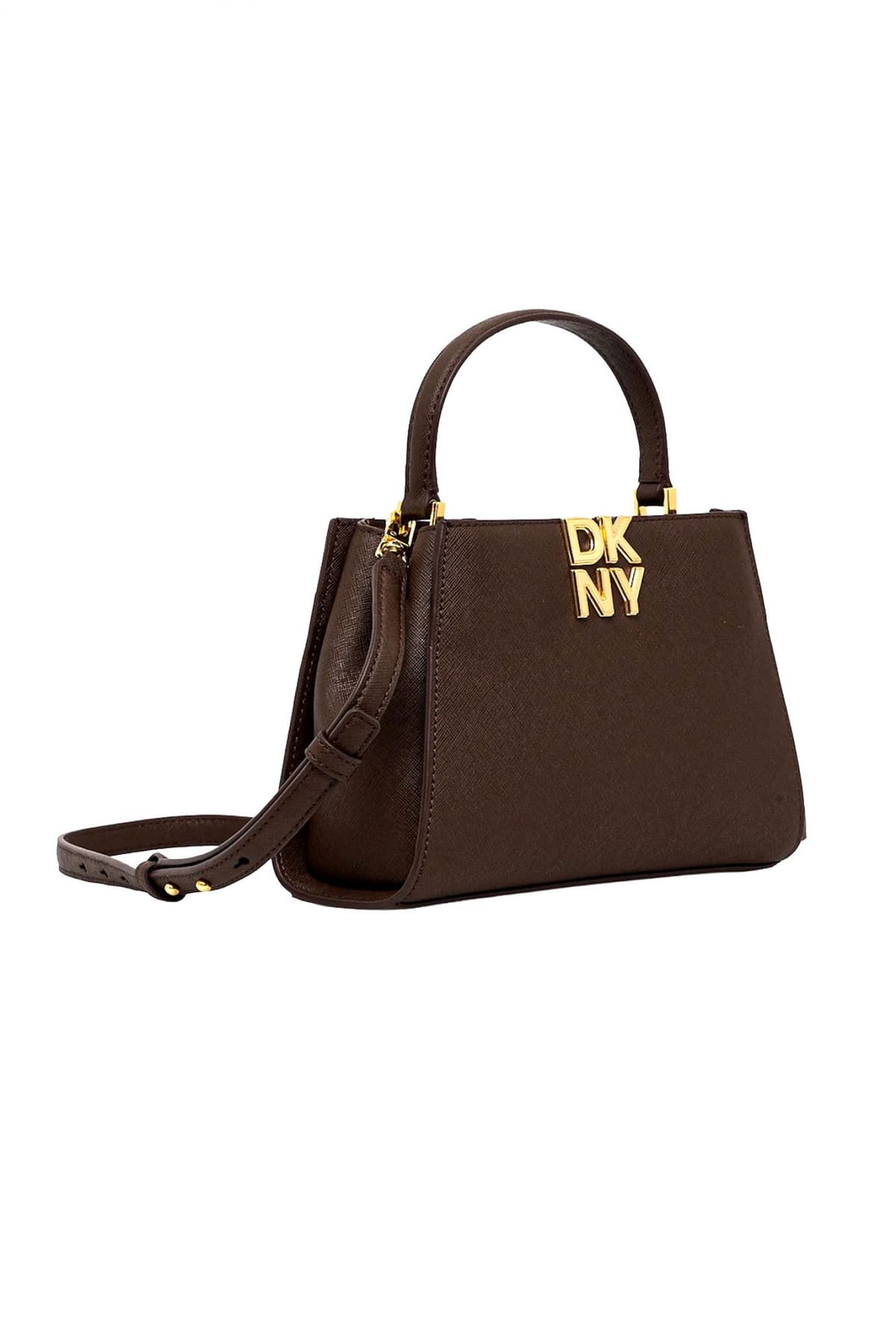DKNY ΤΣΑΝΤΑ ΧΕΙΡΟΣ/CROSSBODY FOSTER SATCHELS ΔΕΡΜΑ LOGO ΚΑΦΕ