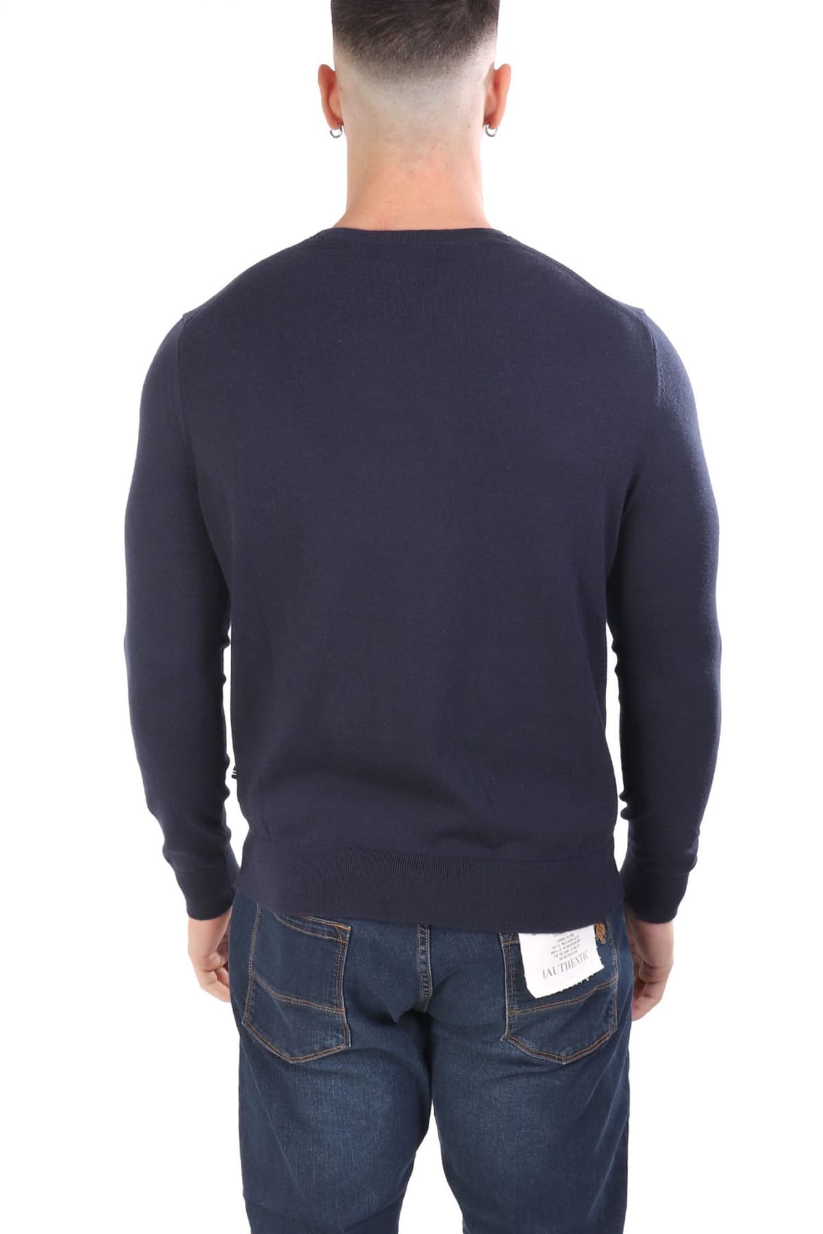 NAUTICA ΠΛEKΤΟ CREW NECK LOGO ΜΠΛΕ
