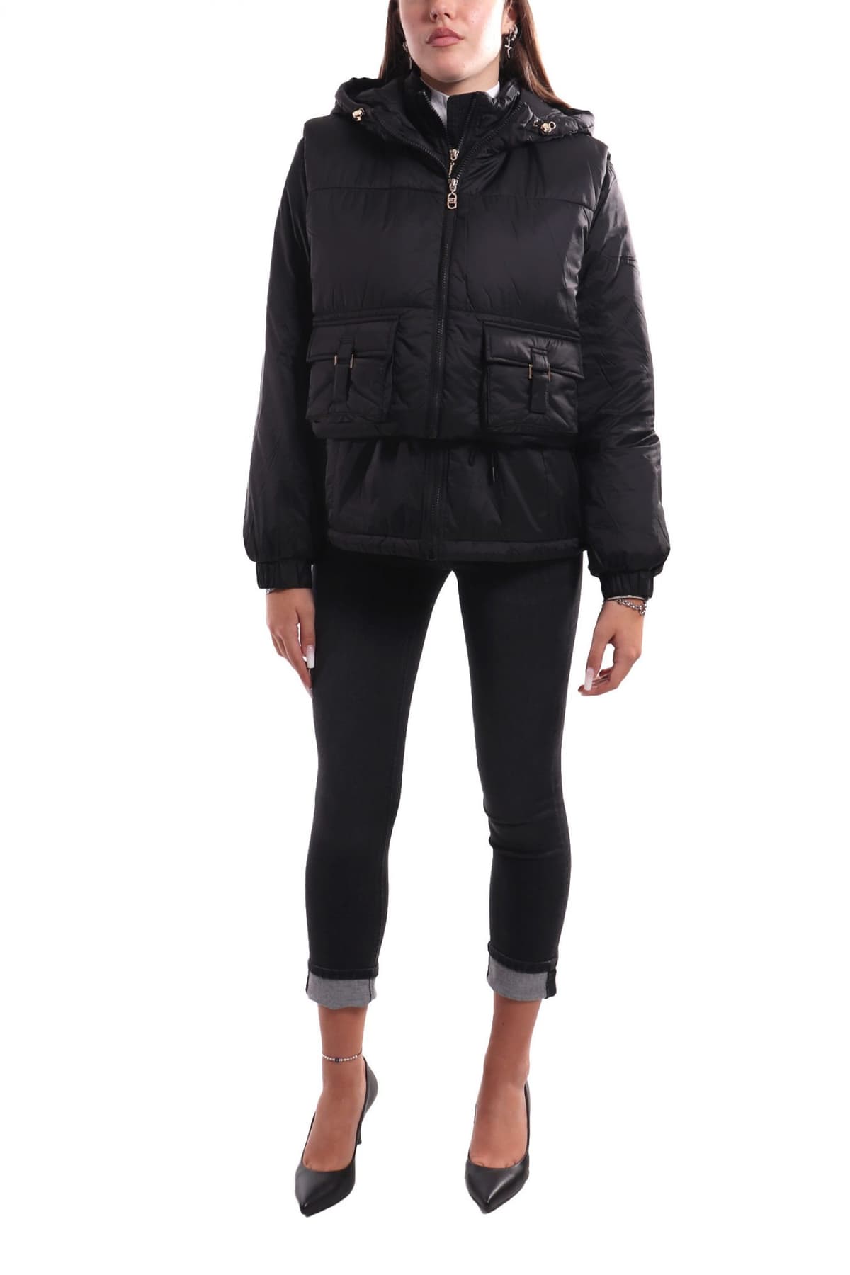 LIU-JO BETTER ΜΠΟΥΦΑΝ ΦΟΥΣΚΩΤΟ ΑΠΟΣΠΩΜΕΝΟ ΓΙΛΕΚΟ ΜΕ ΚΟΥΚΟΥΛΑ ΜΑΥΡΟ