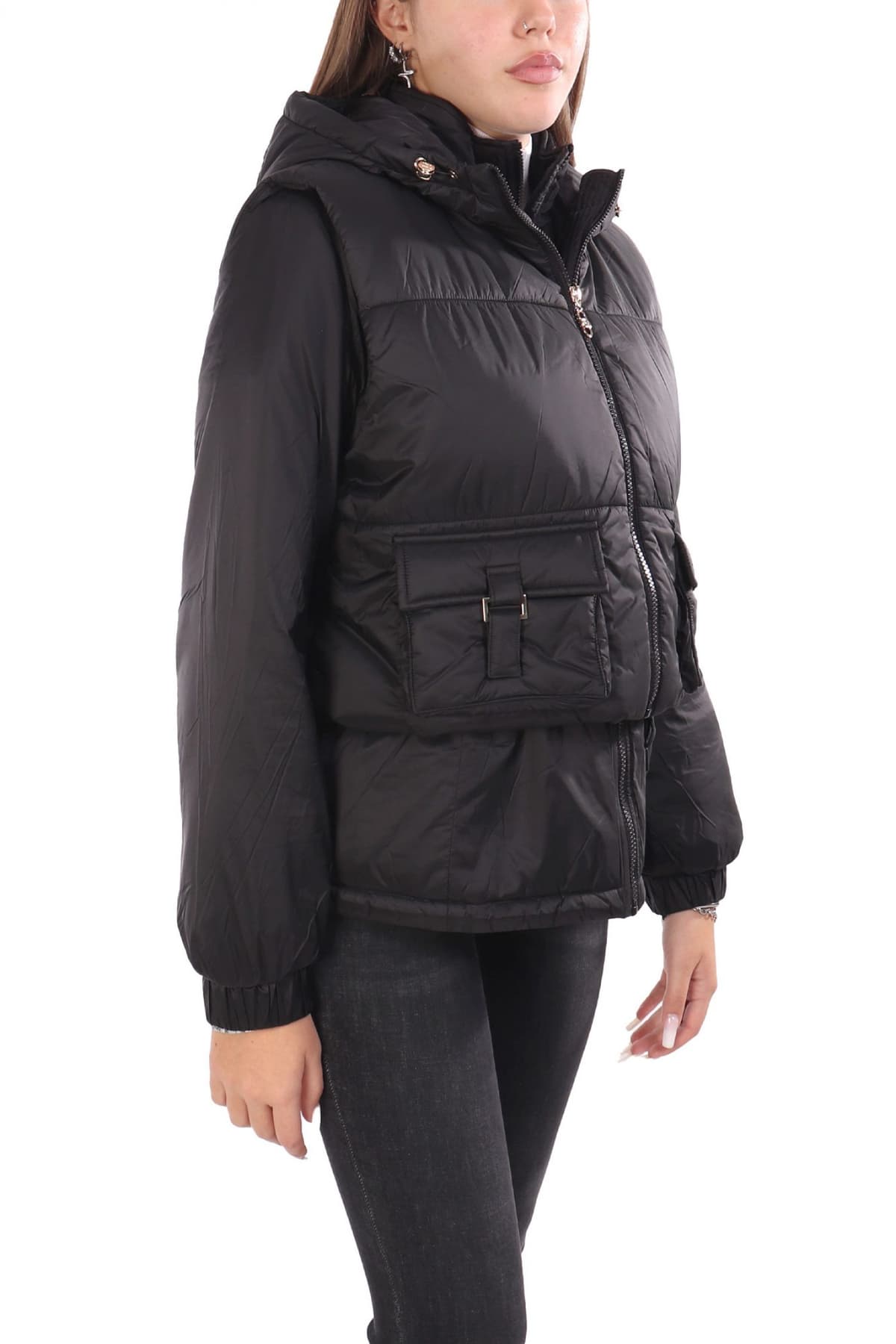 LIU-JO BETTER ΜΠΟΥΦΑΝ ΦΟΥΣΚΩΤΟ ΑΠΟΣΠΩΜΕΝΟ ΓΙΛΕΚΟ ΜΕ ΚΟΥΚΟΥΛΑ ΜΑΥΡΟ