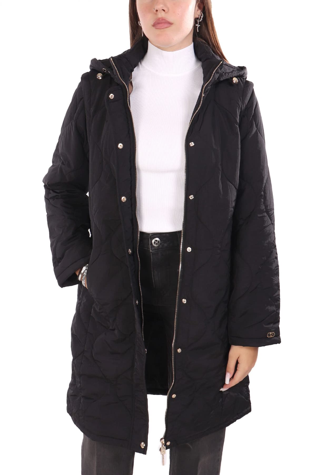 LIU-JO ΜΠΟΥΦΑΝ JACKET ΑΠΟΣΠΩΜΕΝΗ ΚΟΥΚΟΥΛΑ ΜΑΥΡΟ