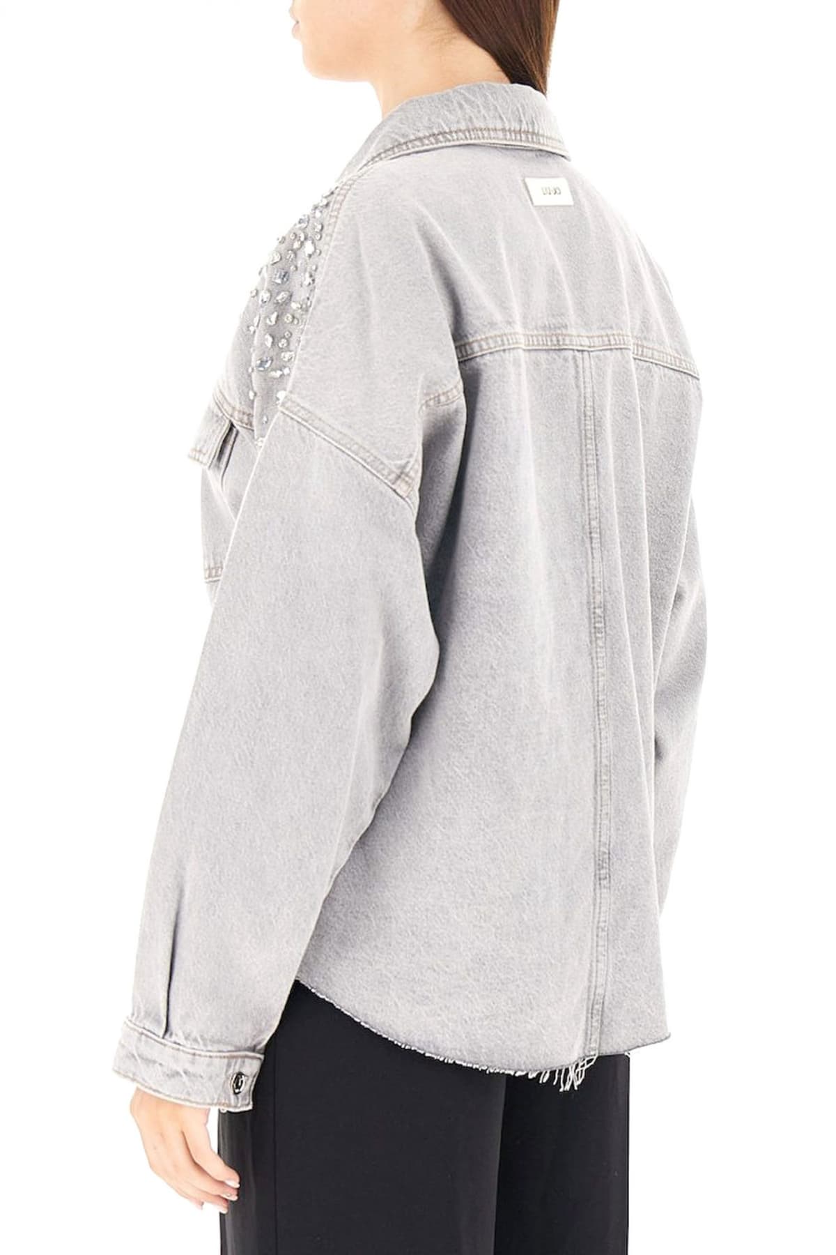 LIU-JO ΜΠΟΥΦΑΝ JEANS STRASS ΓΚΡΙ