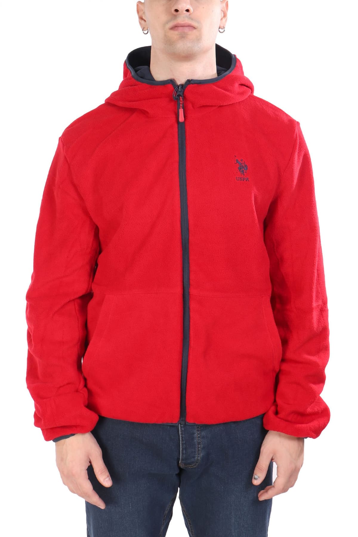 U.S.POLO ASSN ΜΠΟΥΦΑΝ JACKET HOODIE FLEECE REVERSIBLE LOGO DERY ΜΠΛΕ