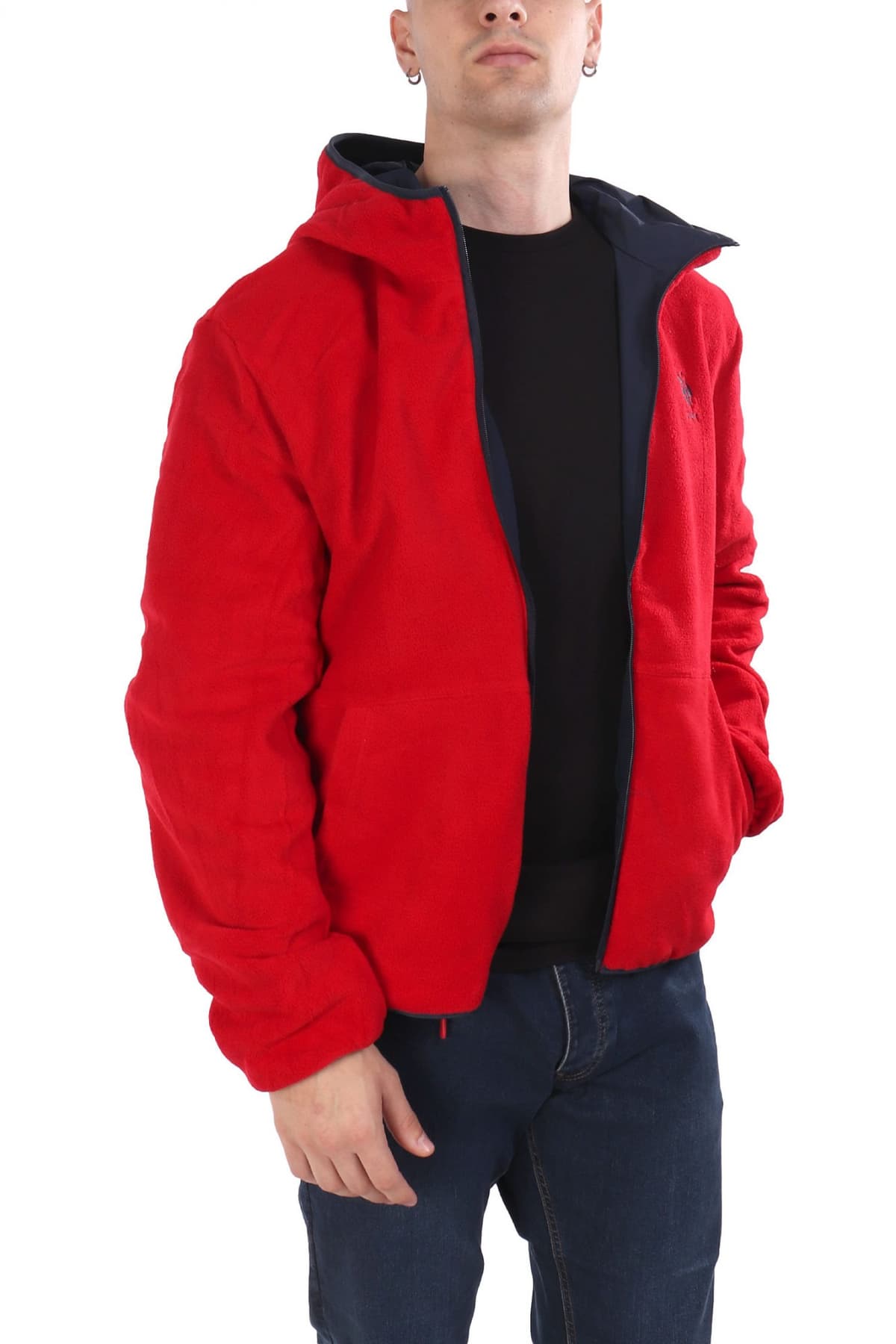 U.S.POLO ASSN ΜΠΟΥΦΑΝ JACKET HOODIE FLEECE REVERSIBLE LOGO DERY ΜΠΛΕ