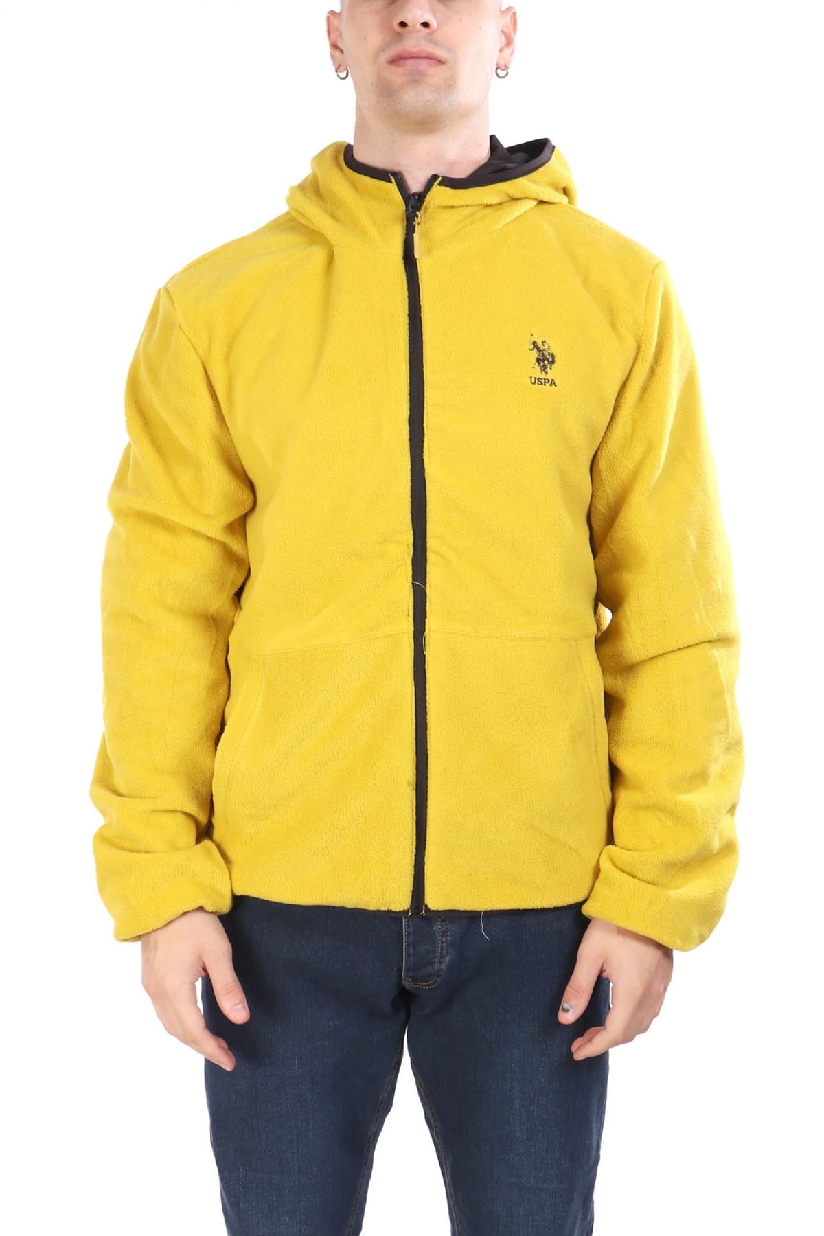 U.S.POLO ASSN ΜΠΟΥΦΑΝ JACKET HOODIE FLEECE REVERSIBLE LOGO DERY ΜΑΥΡΟ