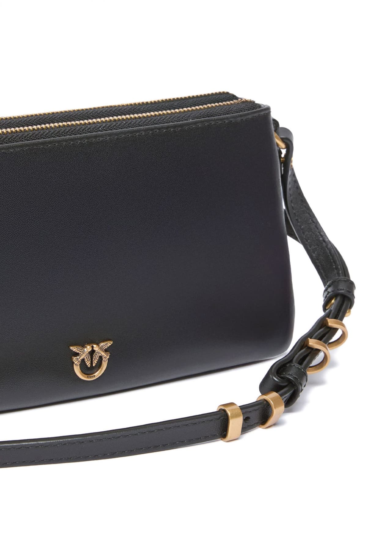 PINKO ΤΣΑΝΤΑΚΙ DOUBLE MINI VITELLO MORBIDO ΜΑΥΡΟ