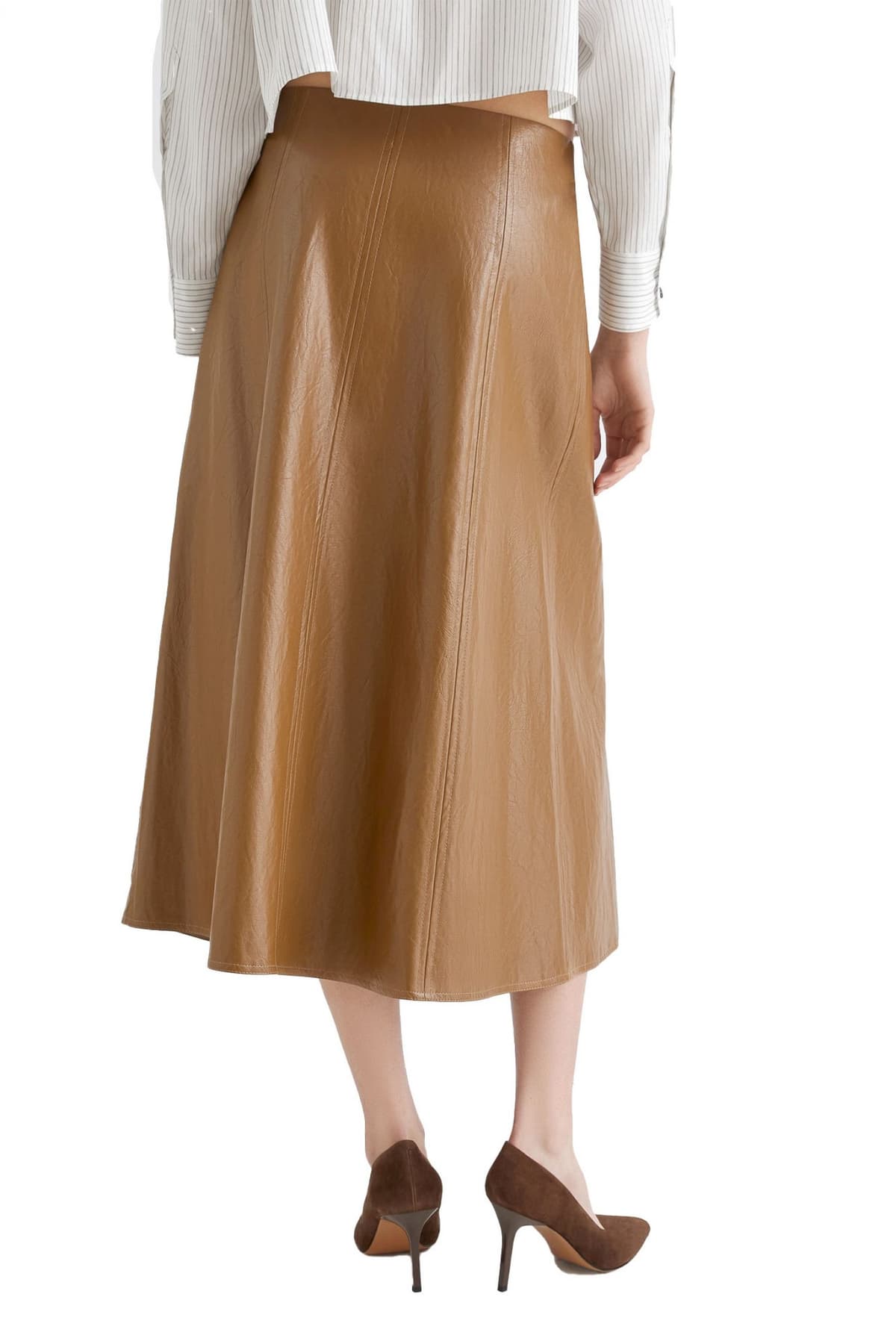 MARELLA ΦΟΥΣΤΑ FALANGE MIDI FAUX LEATHER ΚΑΦΕ