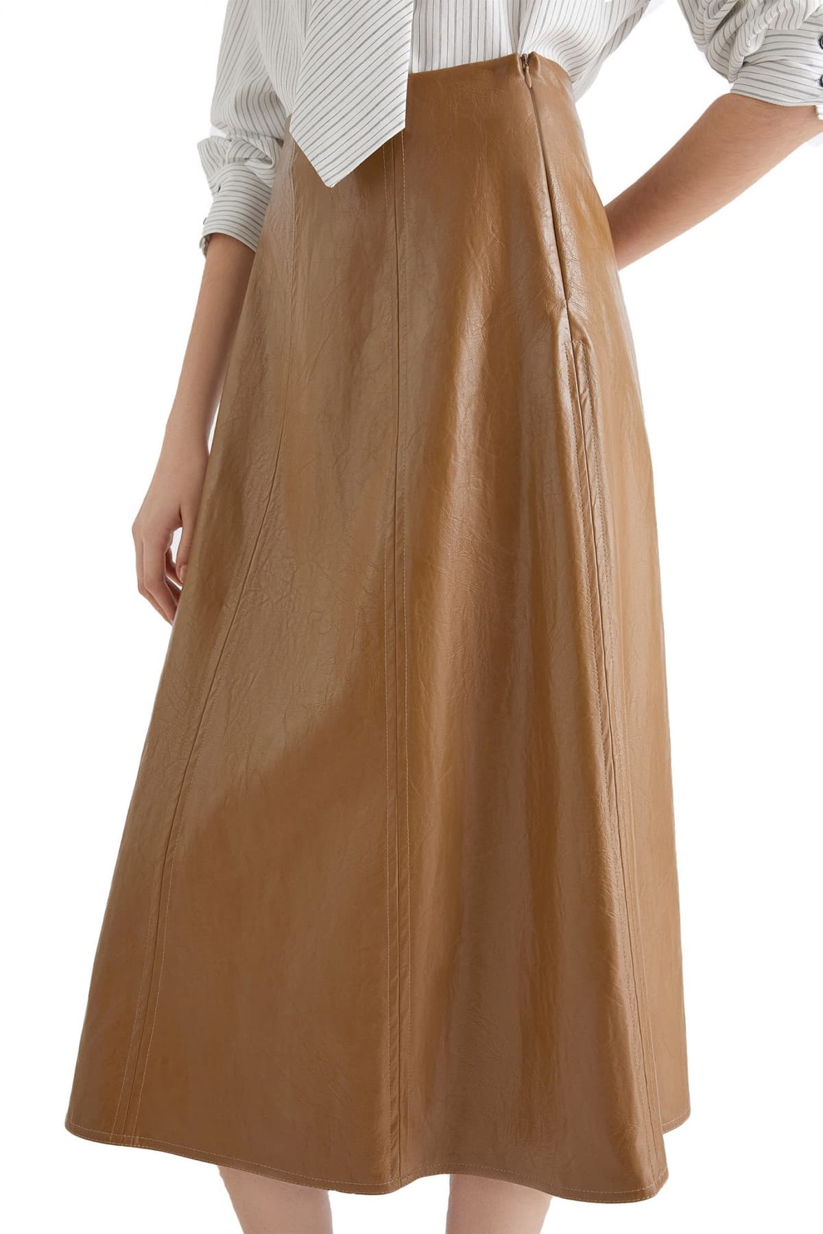 MARELLA ΦΟΥΣΤΑ FALANGE MIDI FAUX LEATHER ΚΑΦΕ