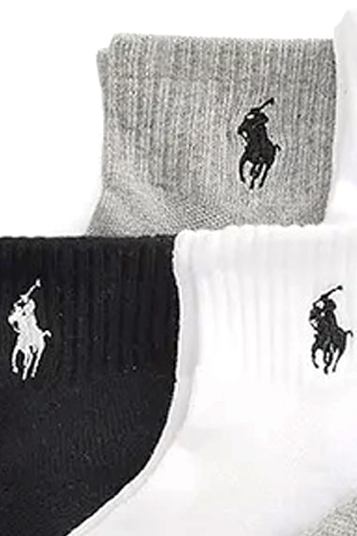 RALPH LAUREN ΚΑΛΤΣΕΣ 6-PAIRS HALF CUSHION LOGO ΓΚΡΙ-ΛΕΥΚΟ-ΜΑΥΡΟ