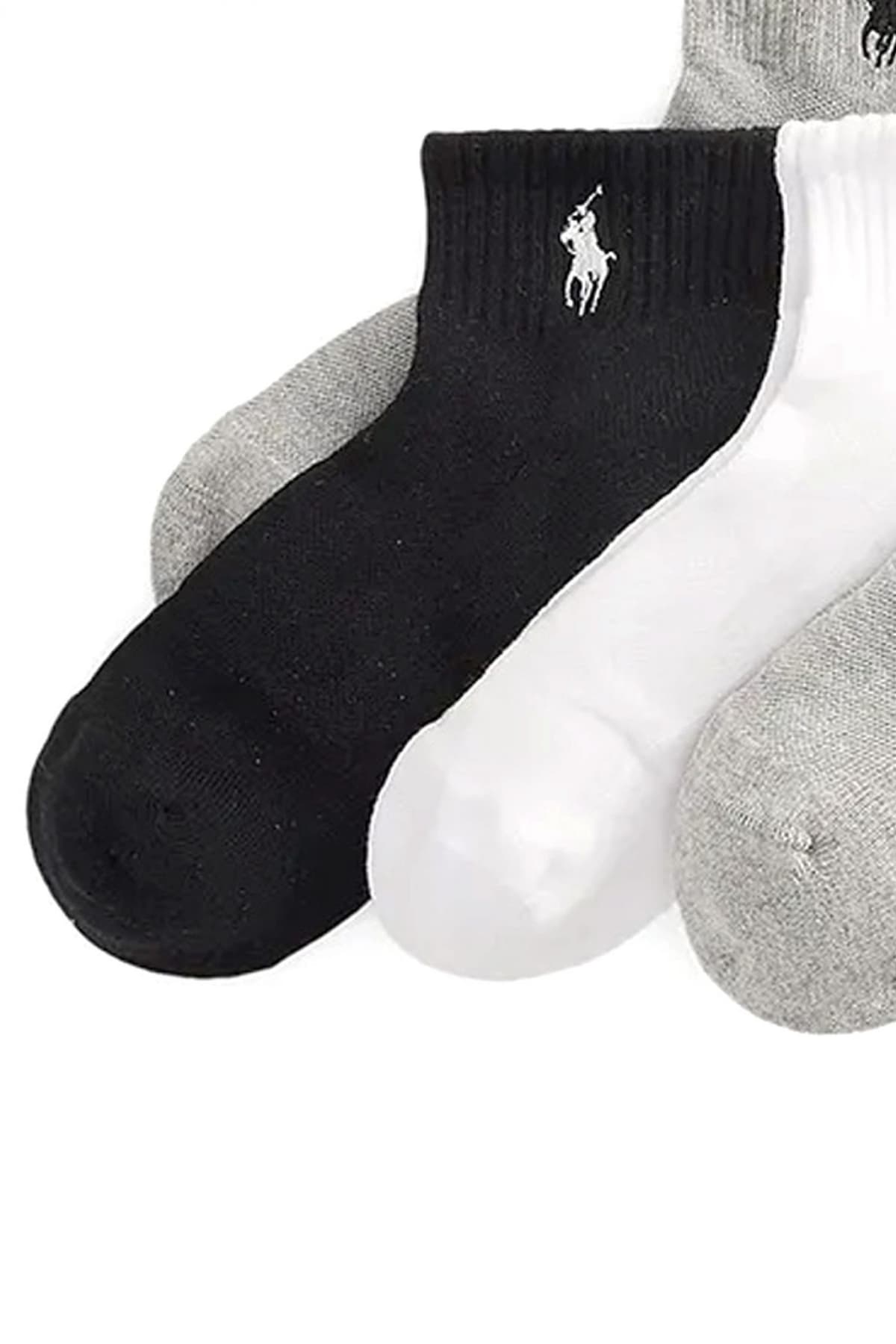 RALPH LAUREN ΚΑΛΤΣΕΣ 6-PAIRS HALF CUSHION LOGO ΓΚΡΙ-ΛΕΥΚΟ-ΜΑΥΡΟ