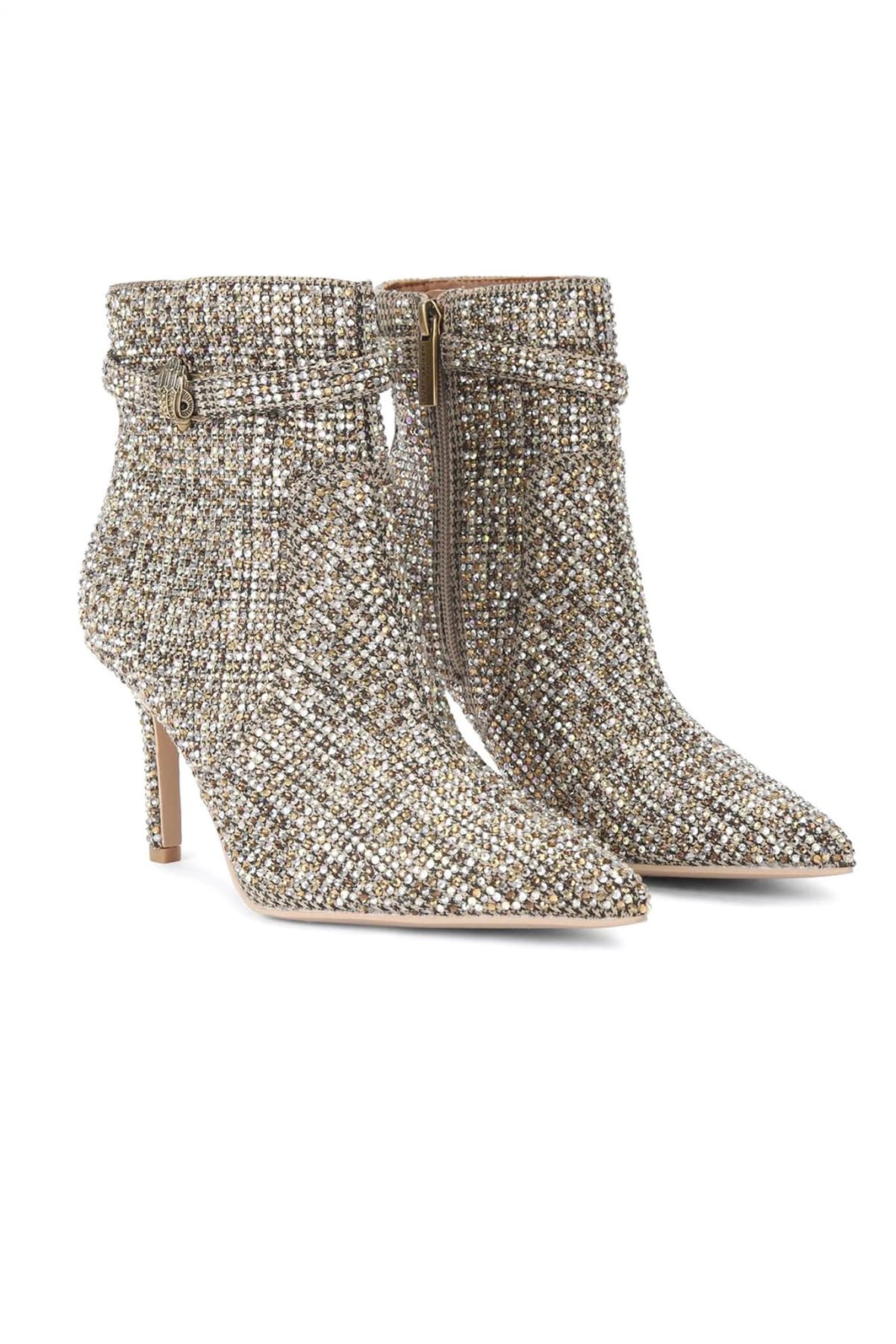 KURT GEIGER ΠΑΠΟΥΤΣΙΑ MΠΟΤΑΚΙΑ KENSINGTON ANKLE BOOT ΣΤΡΑΣ LOGO ΜΠΕΖ ΧΡΥΣΟ