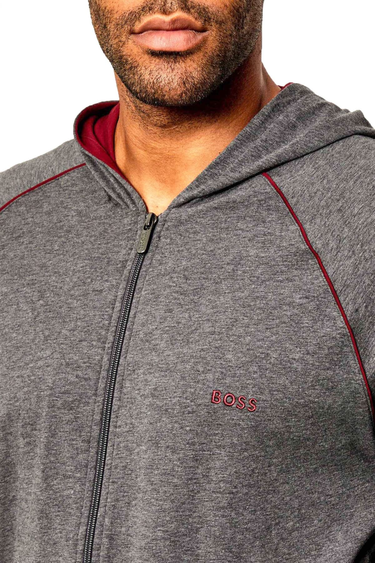 BOSS HOMEWEAR ΦΟΥΤΕΡ ZIPHOOD MIXMATCH JACKET H ΓΚΡΙ