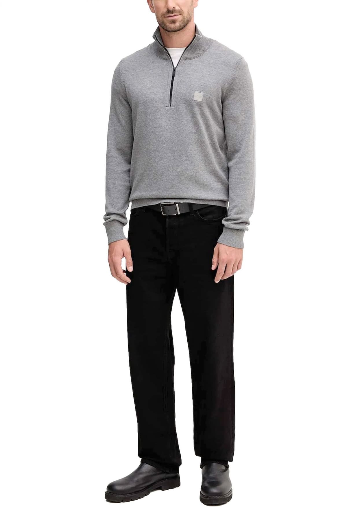 BOSS CASUAL ΠΛΕΚΤΟ HALFZIP KANOBIX S ΓΚΡΙ