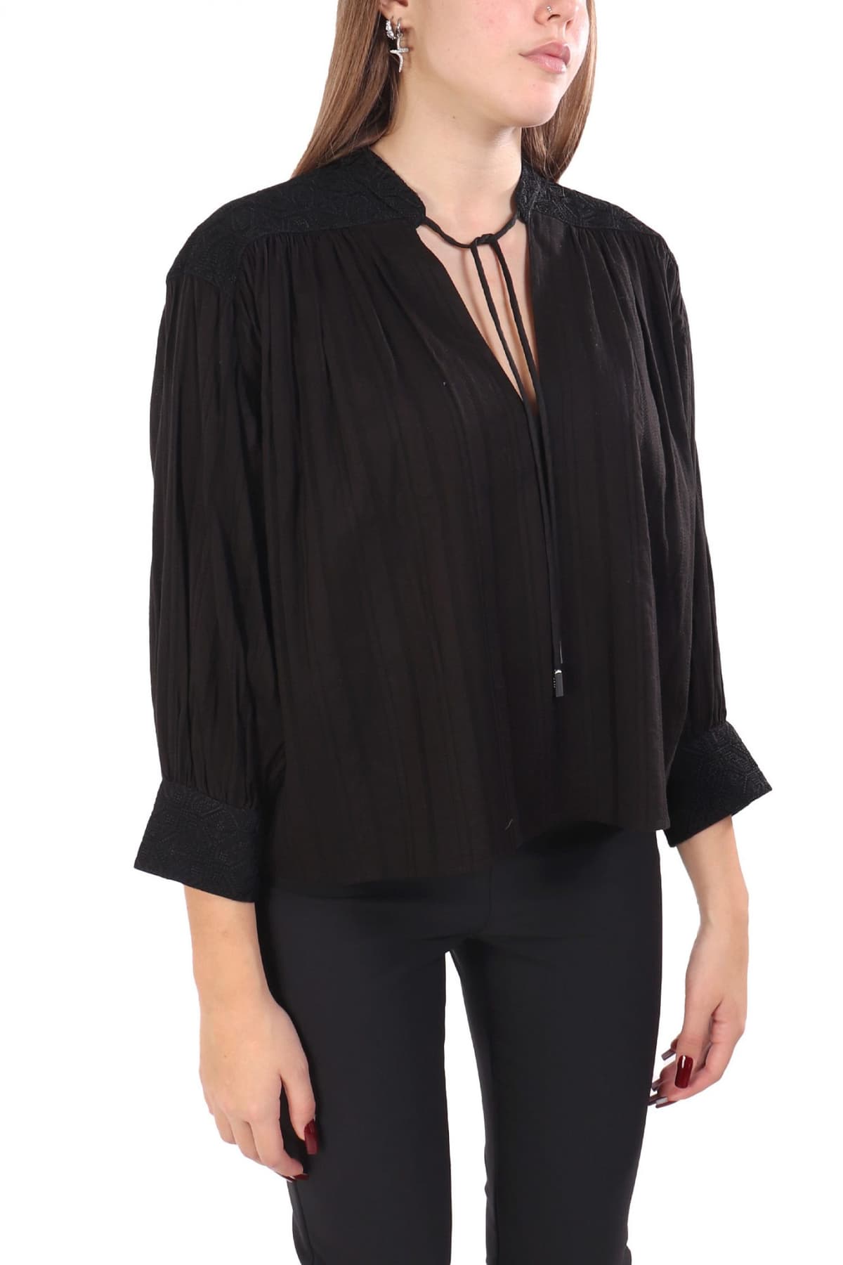 BOSS CASUAL ΜΠΛΟΥΖΑ C_BRODES ΑΝΟΙΓΜΑ ΜΠΡΟΣΤΑ ΔΕΣΙΜΟ ΛΑΙΜΟ ΜΑΥΡΟ