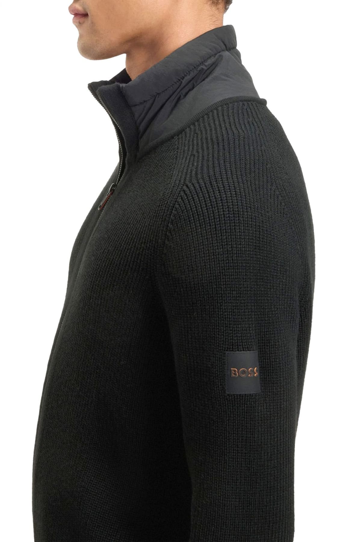 BOSS CASUAL ΠΛΕΚΤΟ FULLZIP KIGIOO ΜΑΥΡΟ