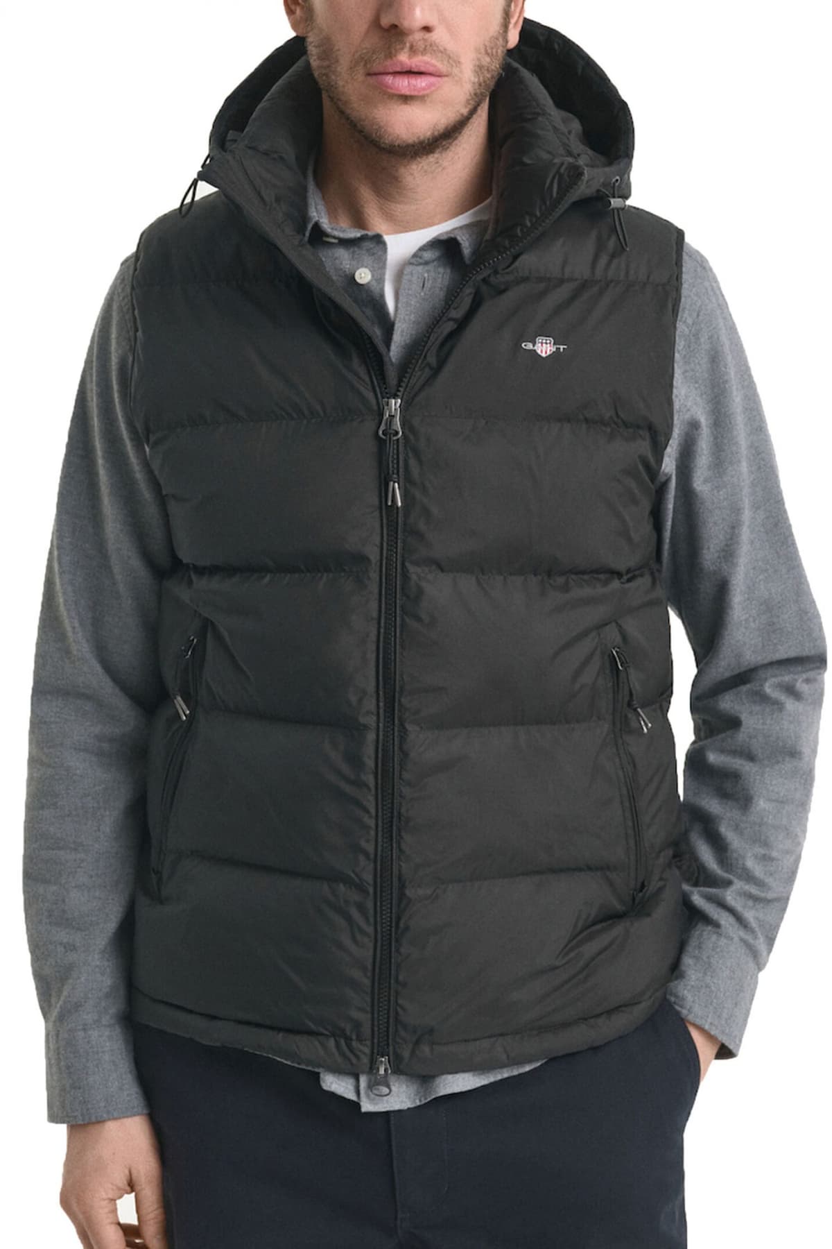 GANT ΜΠΟΥΦΑΝ ΑΜΑΝΙΚΟ ACTIVE CLOUD VEST ΜΕ ΑΠΟΣΠΩΜΕΝΗ ΚΟΥΚΟΥΛΑ ΜΑΥΡΟ