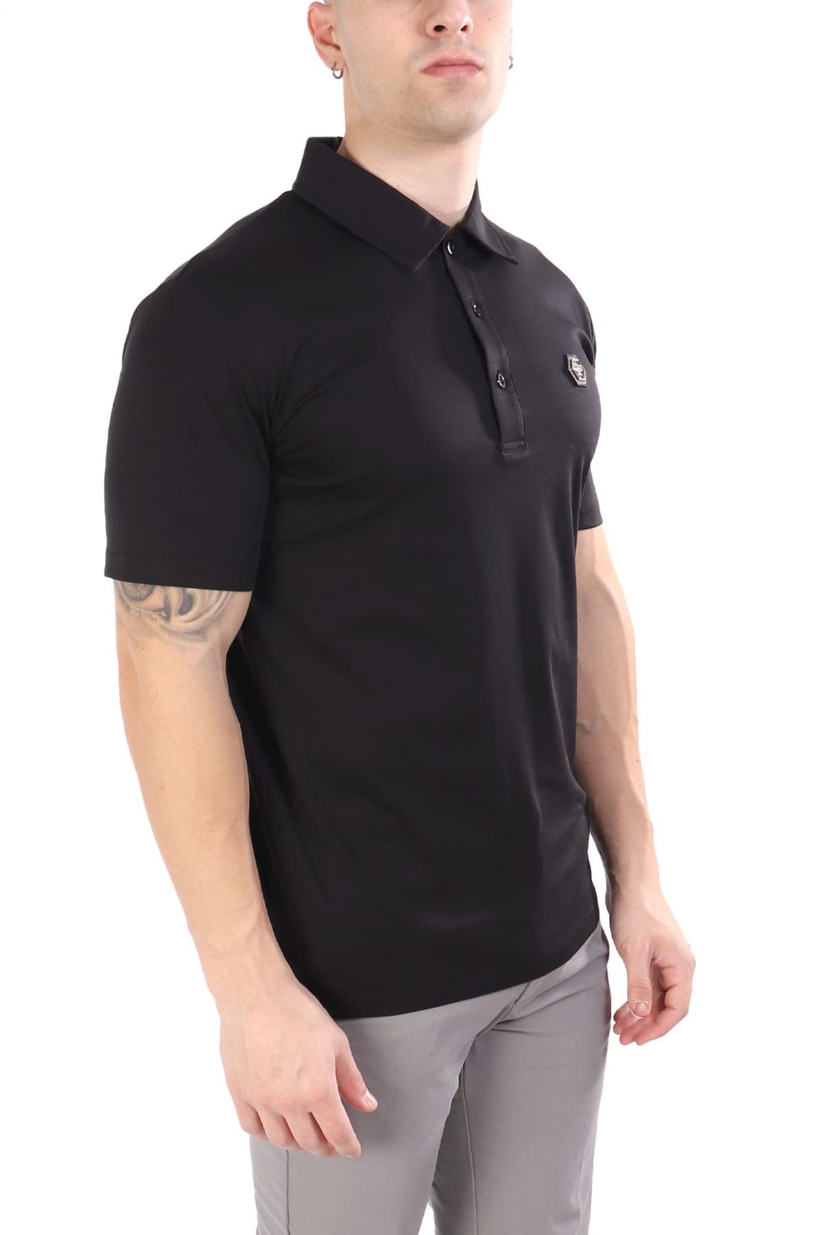 PHILIPP PLEIN POLO CLASSIC HEXAGON ΜΑΥΡΟ