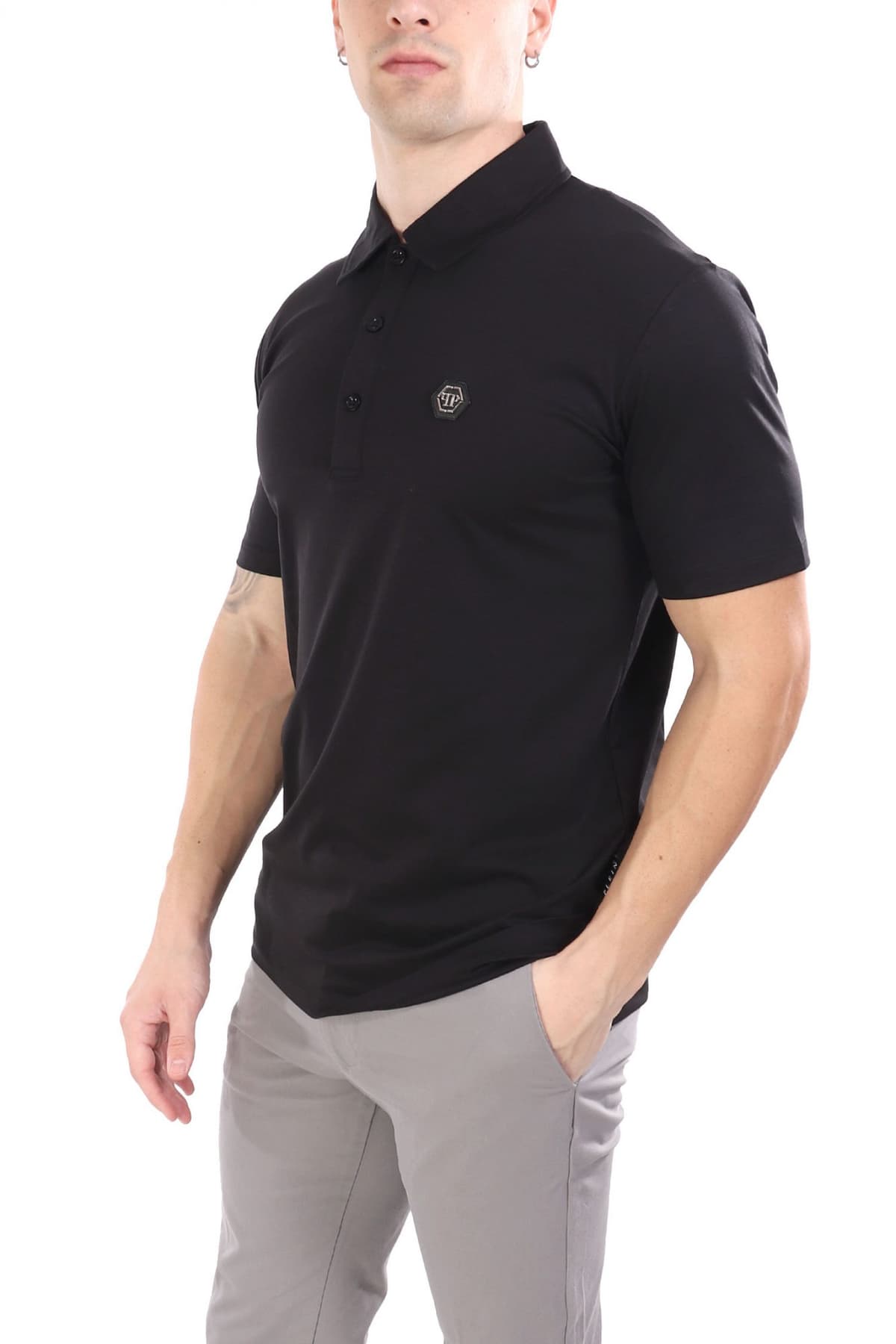 PHILIPP PLEIN POLO CLASSIC HEXAGON ΜΑΥΡΟ