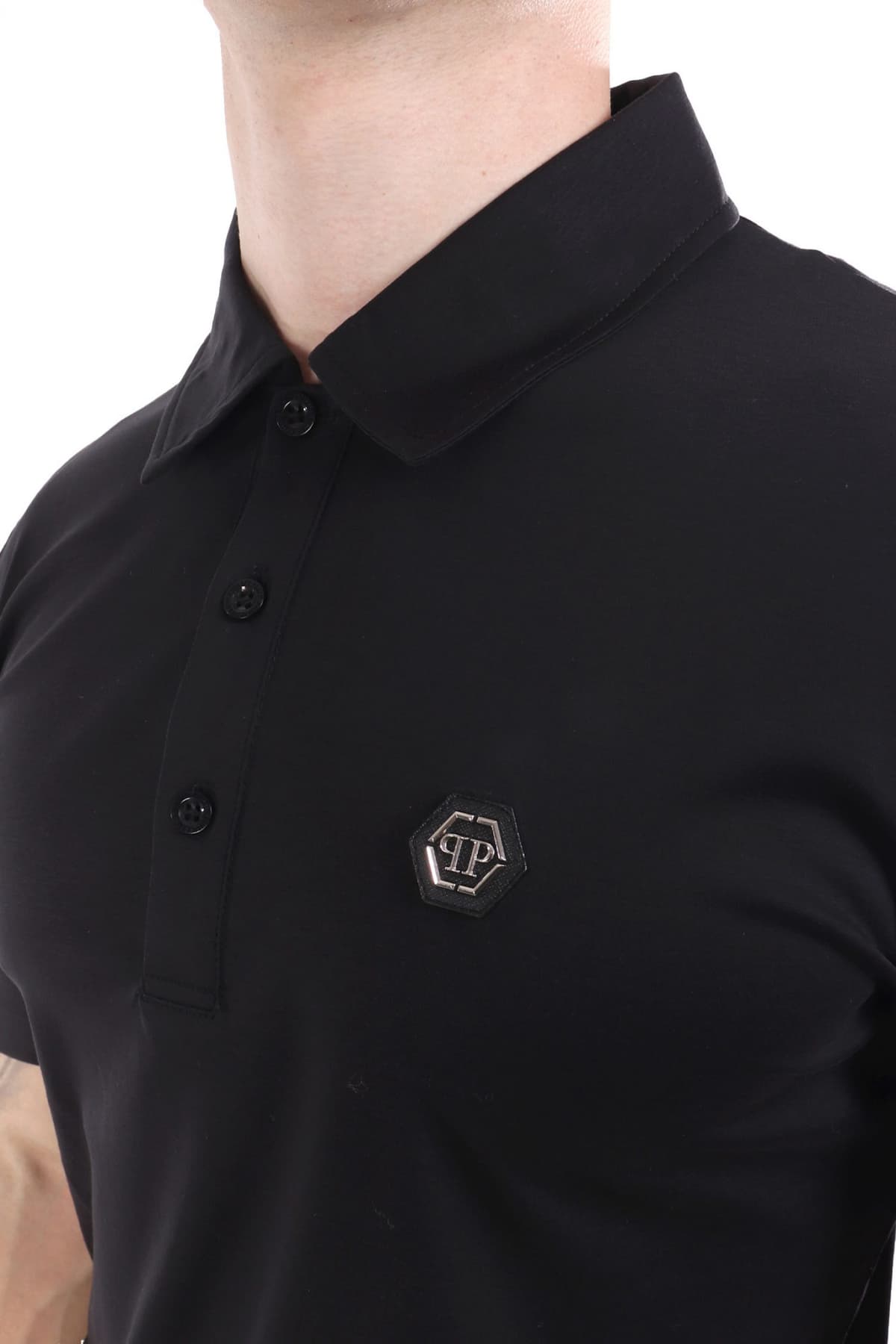 PHILIPP PLEIN POLO CLASSIC HEXAGON ΜΑΥΡΟ