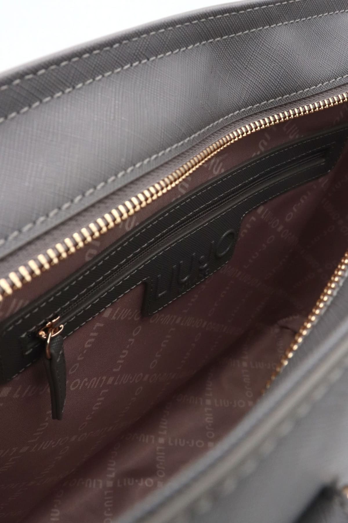 LIU-JO ΤΣΑΝΤΑ ΩΜΟΥ TOTE LOGO ΣΚΟΥΡΟ ΓΚΡΙ