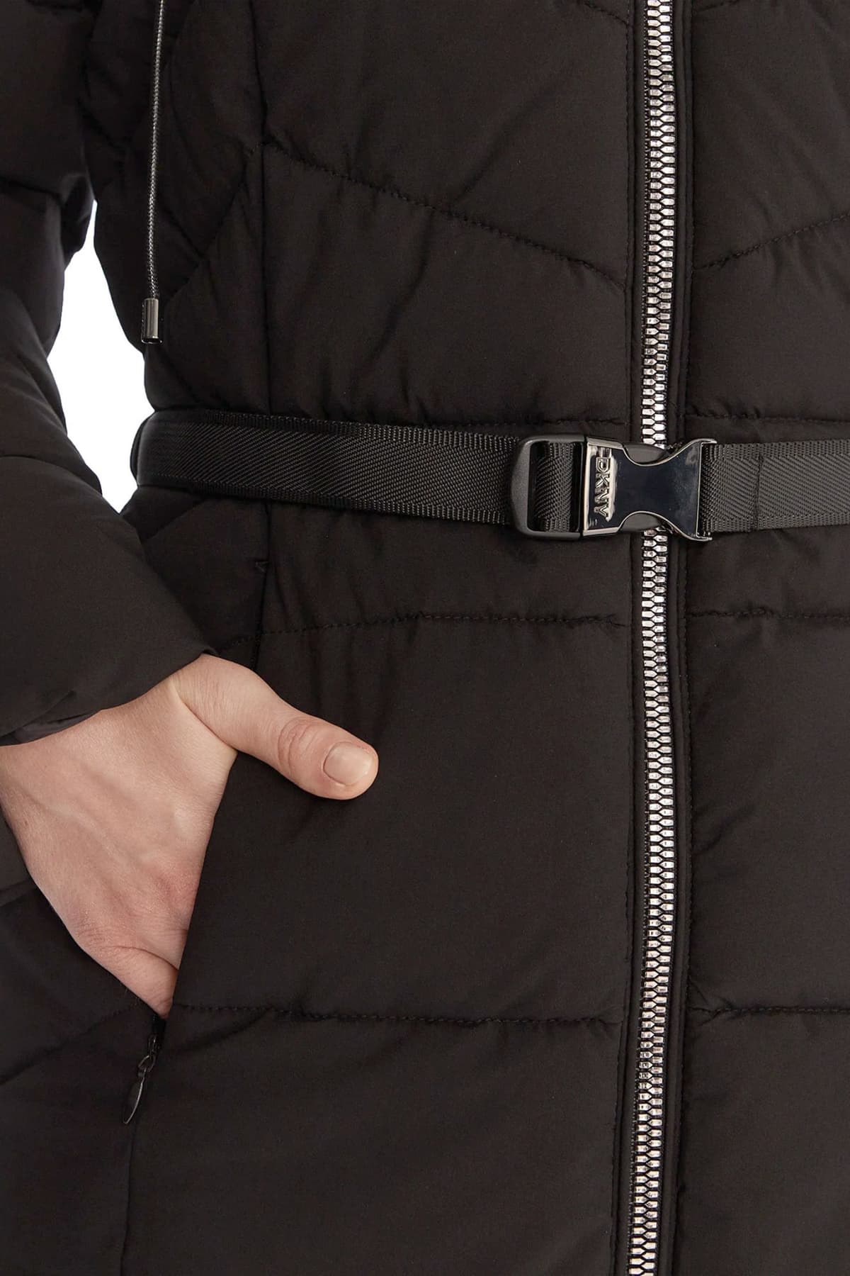 DKNY ΜΠΟΥΦΑΝ ΦΟΥΣΚΩΤΟ ΑΠΟΣΠΩΜΕΝΗ ΓΟΥΝΑ LOGO ΜΑΝΙΚΙ ΑΠΟΣΠΩΜΕΝΗ ΖΩΝΗ ΜΑΥΡΟ