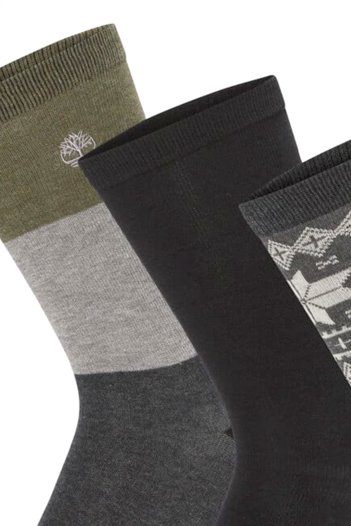 TIMBERLAND ΚΑΛΤΣΕΣ 6PAIRS CREW SOCKS ΧΑΚΙ-ΓΚΡΙ-ΜΑΥΡΟ