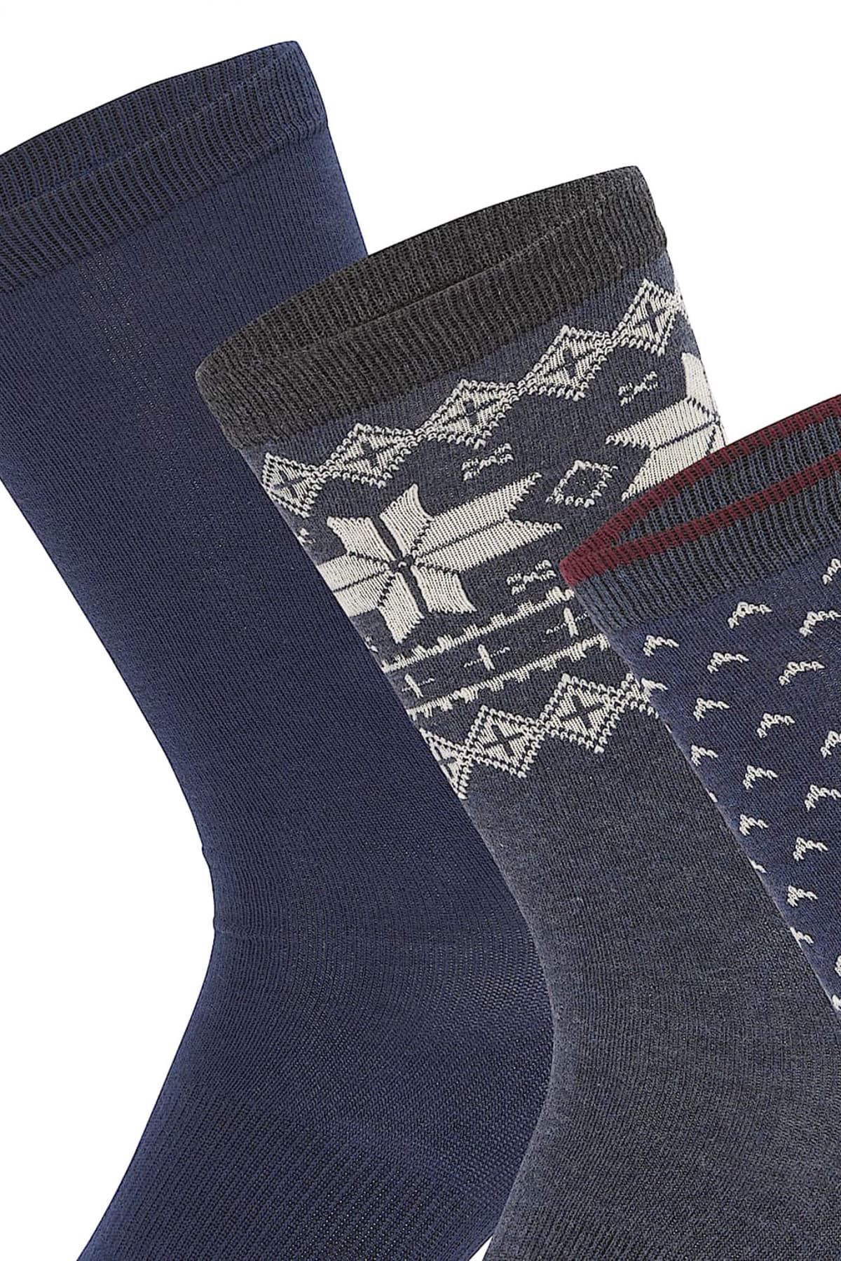 TIMBERLAND ΚΑΛΤΣΕΣ 6PAIRS CREW SOCKS ΜΠΛΕ-ΜΠΟΡΝΤΩ