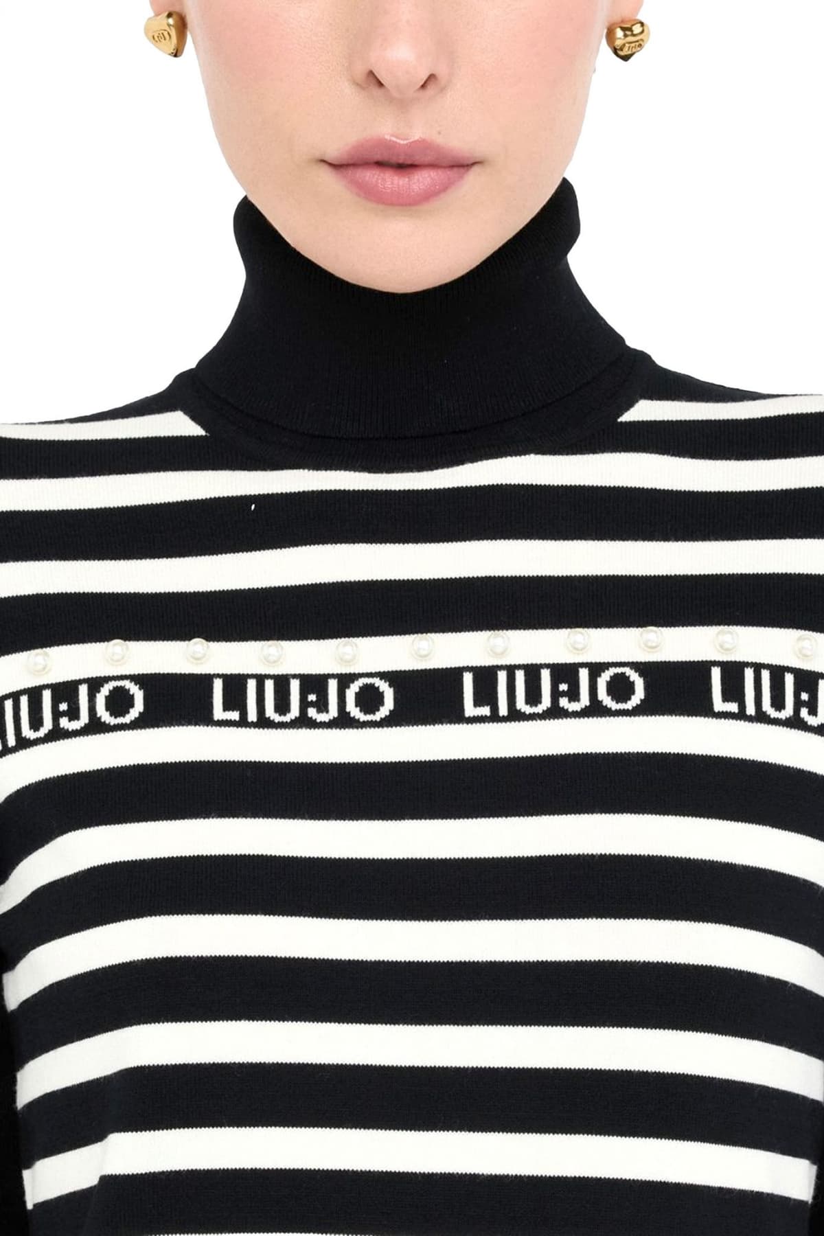 LIU-JO BETTER ΠΛΕΚΤΟ ΖΙΒΑΓΚΟ ΠΕΡΛΑ LOGO ΜΑΥΡΟ