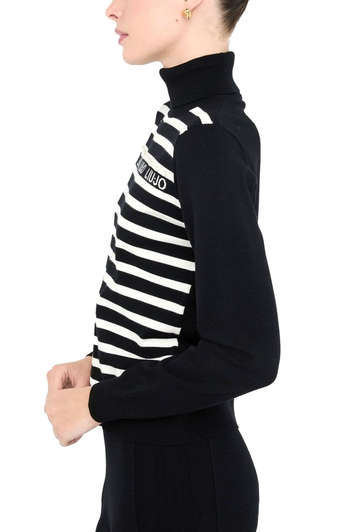 LIU-JO BETTER ΠΛΕΚΤΟ ΖΙΒΑΓΚΟ ΠΕΡΛΑ LOGO ΜΑΥΡΟ